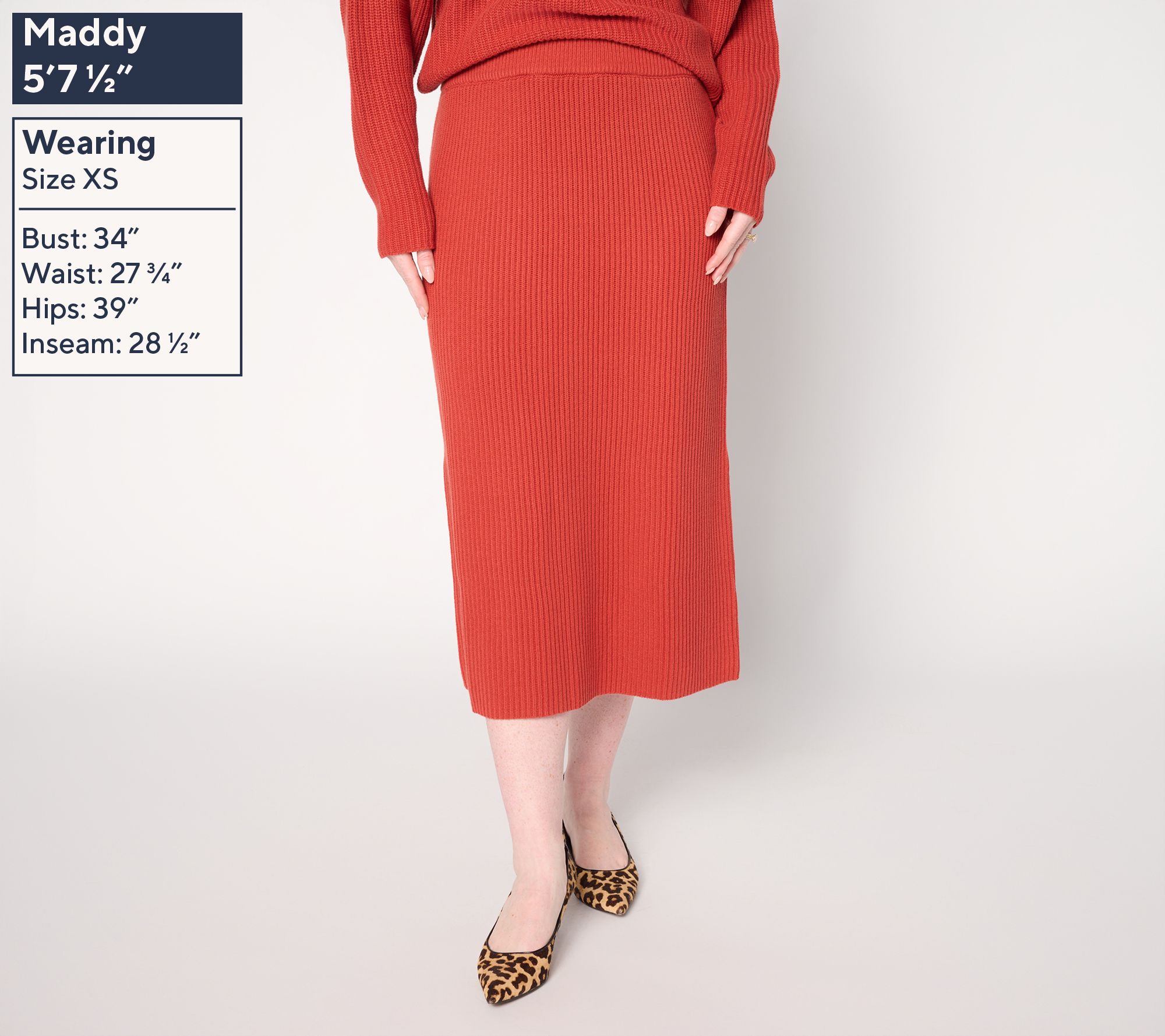 Carla Rockmore Collection Pull-On Sweater Midi Skirt