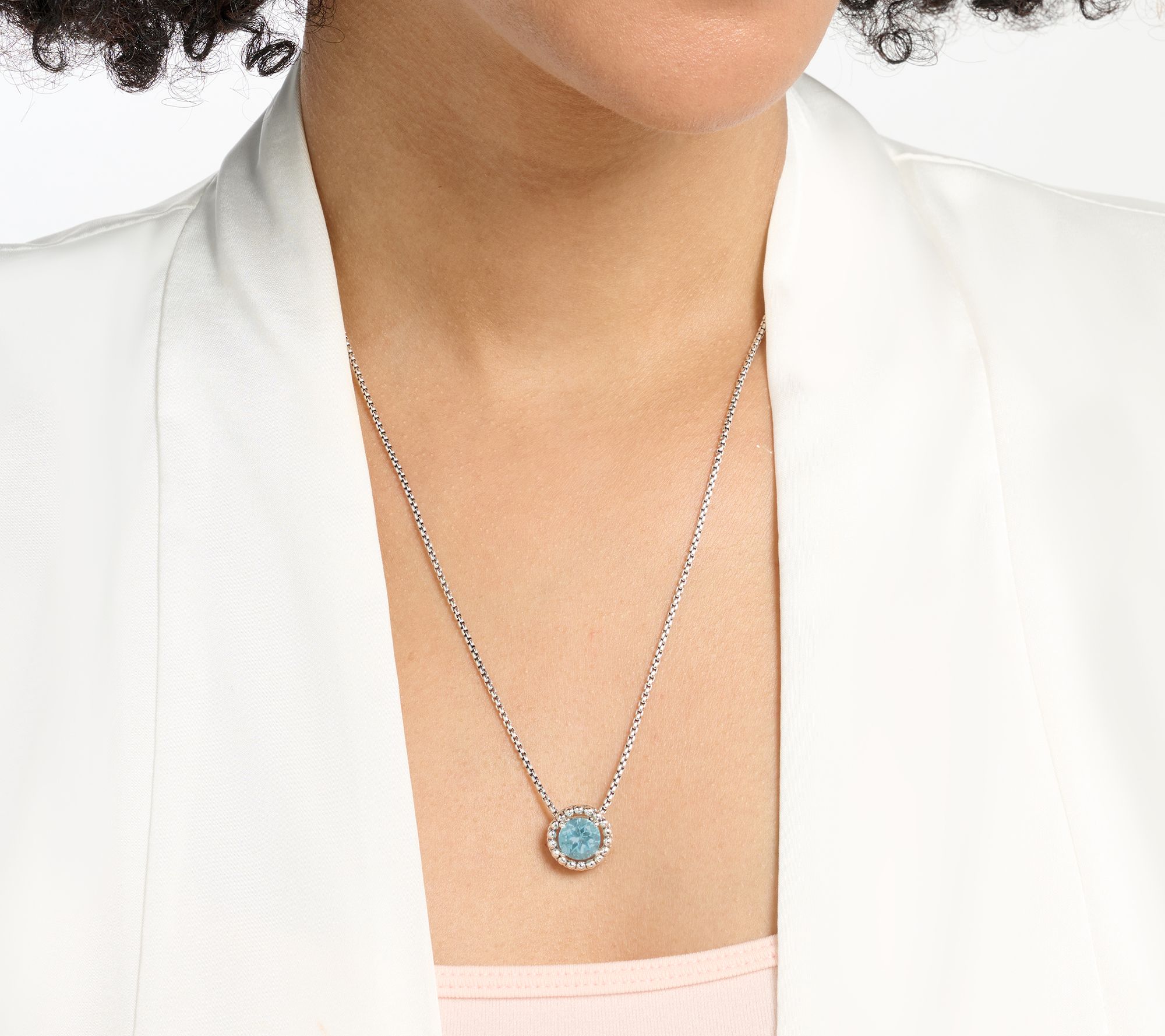 JAI Sterling Silver Baby Box Chain Gemstone 18