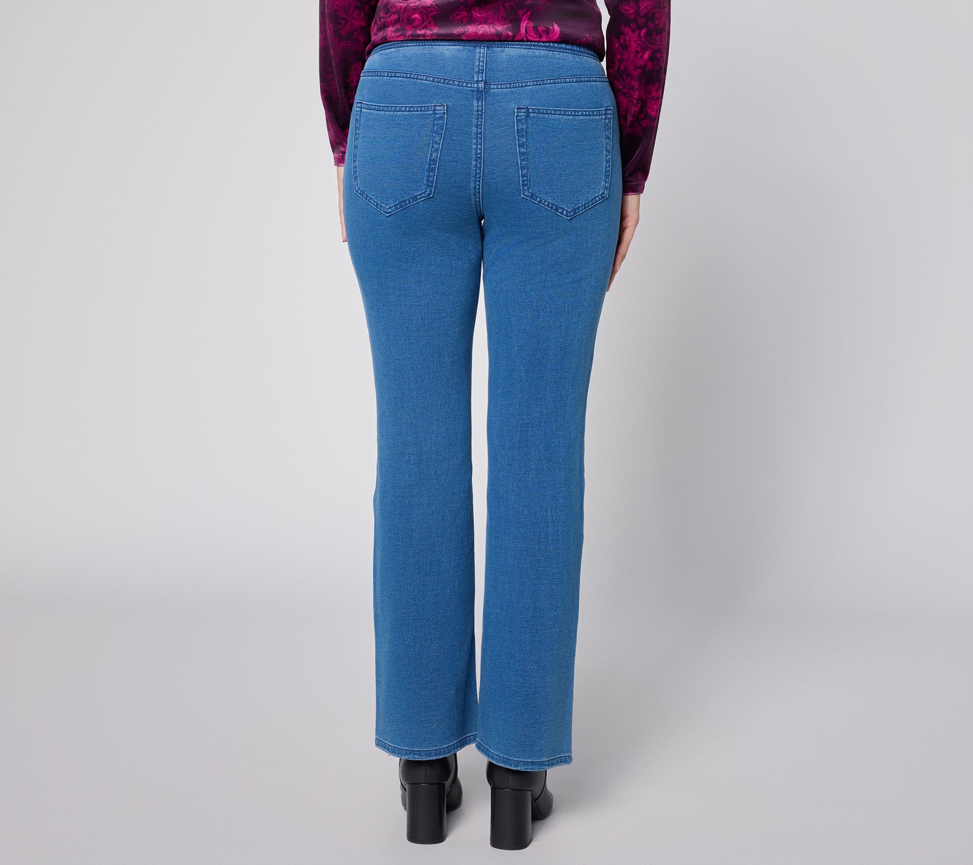 Denim & Co. Regular Knit Denim Pull On Boot Leg Jeans