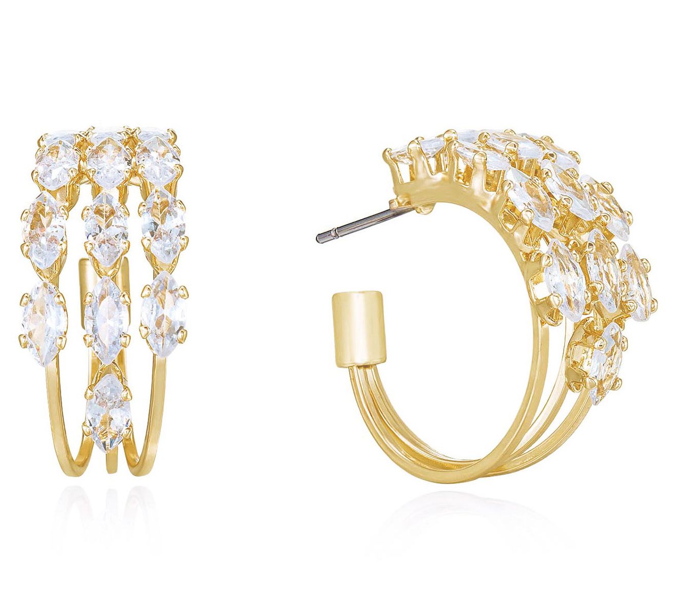 Ettika Marquis Cut Multi-Row Hoop Earrings