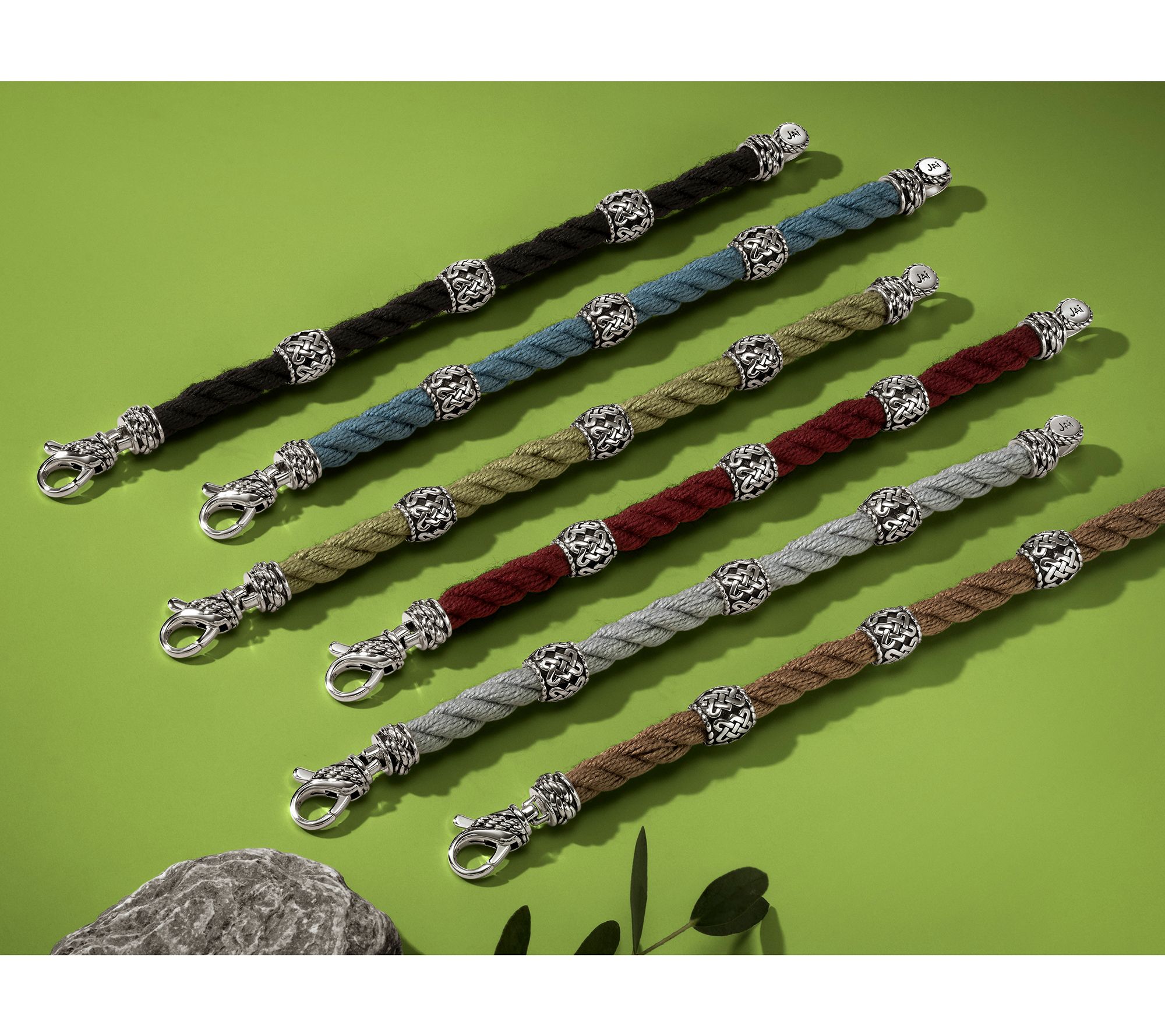 JAI Ireland Sterling Silver Sailors Knot Station Cara Rope Bracelet