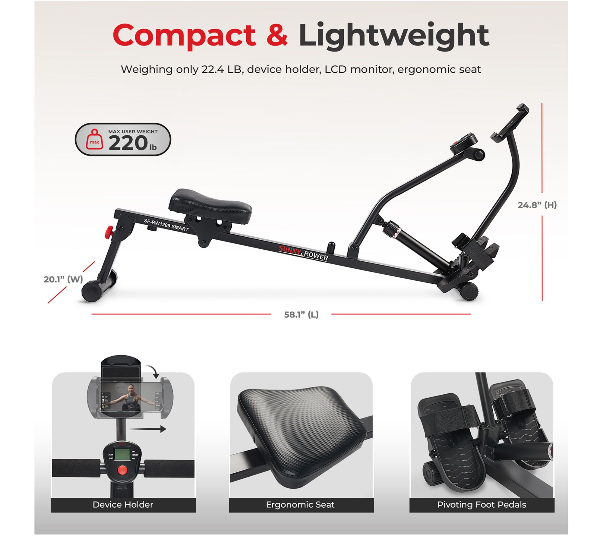 Sunny Fitness Compact Rowing Machine