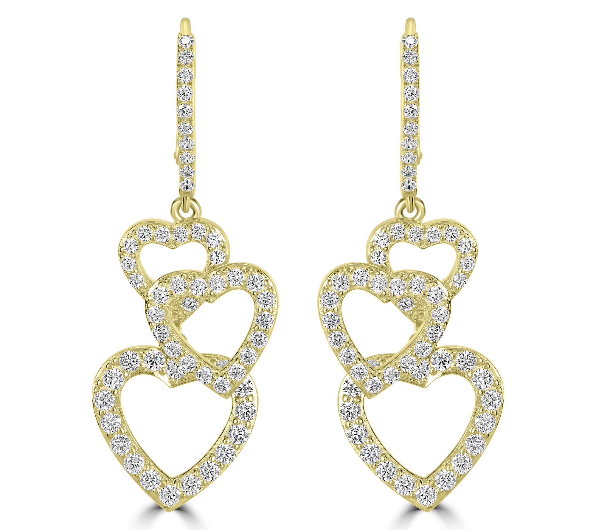 Diamonique x Kathy Levine Hearty Party Drop Earrings, Sterling