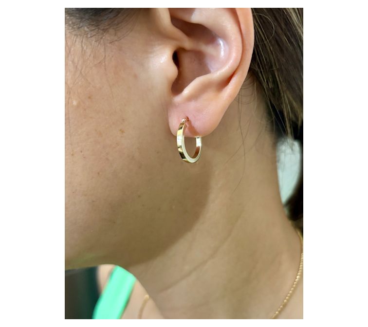 Alkeme 14K Squared Tube Small Hoop Earrings