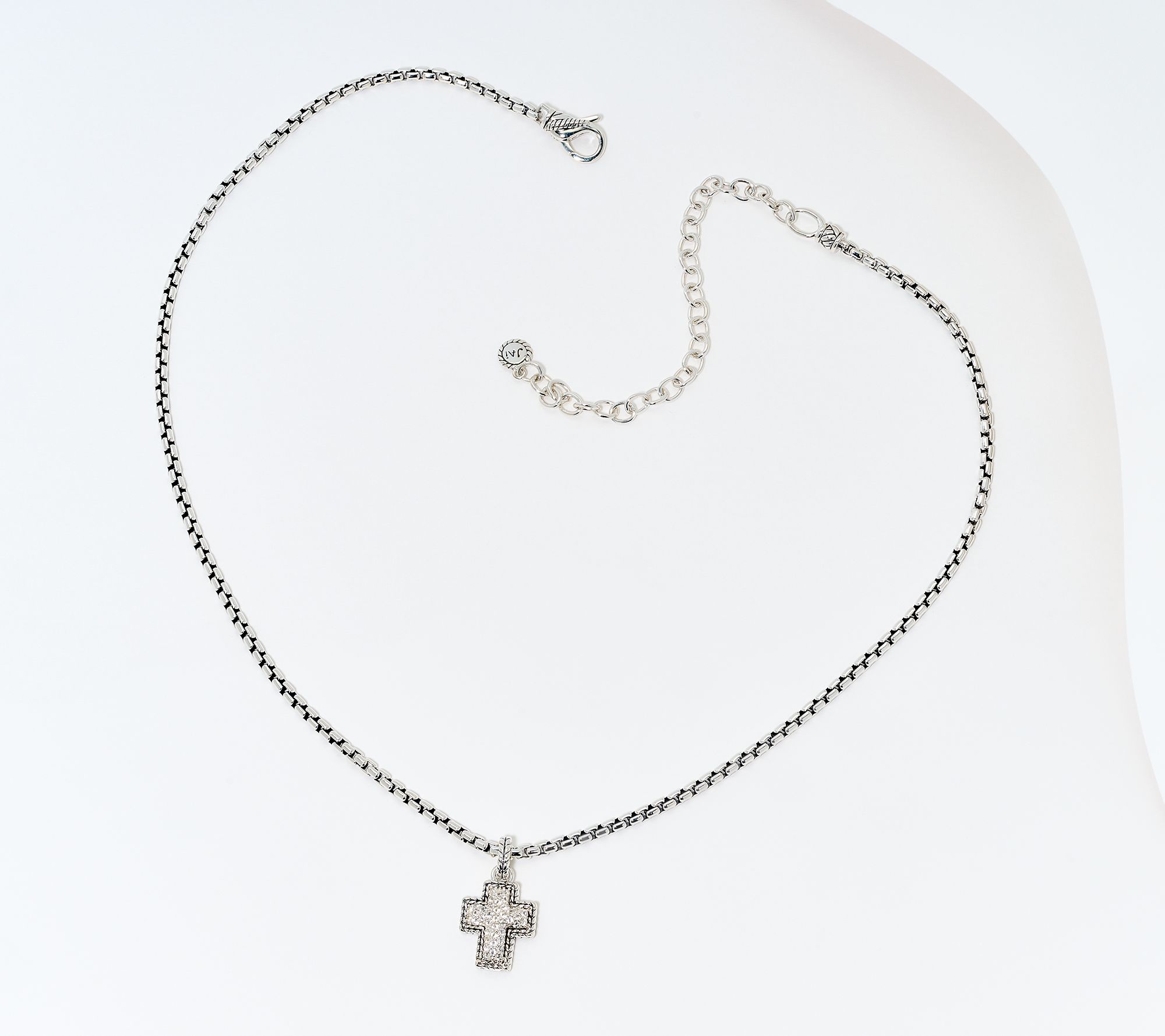 JAI Sterling Silver Pave Gemstone Symbols of Love Charm Necklace