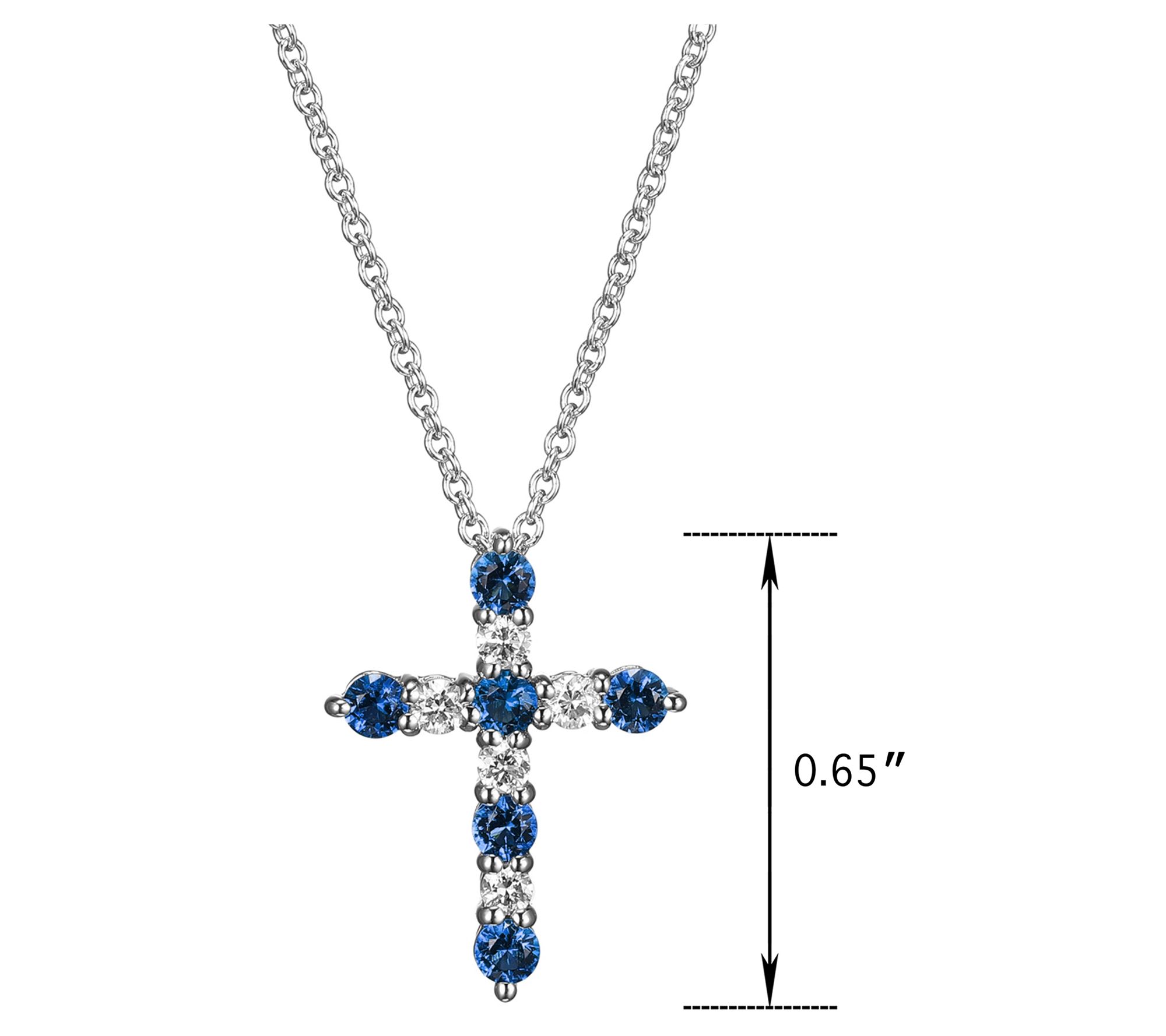 LuxLab Grown Sapphire & Diamond Cross Necklace, Sterling