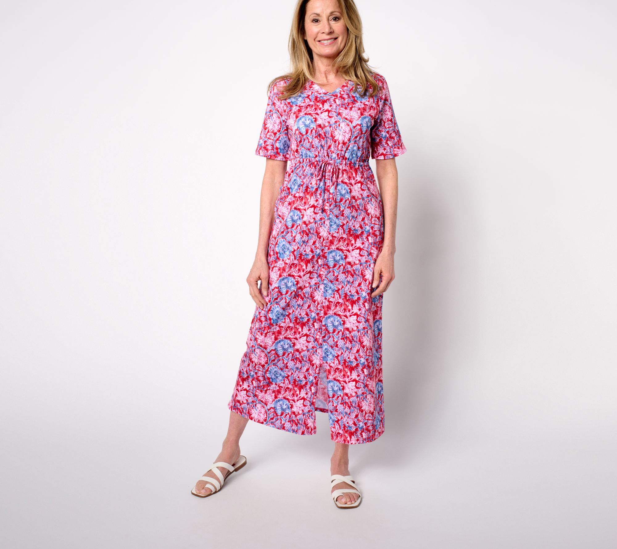 Stan Herman Heirloom Floral Cotton Jersey Maxi Dress