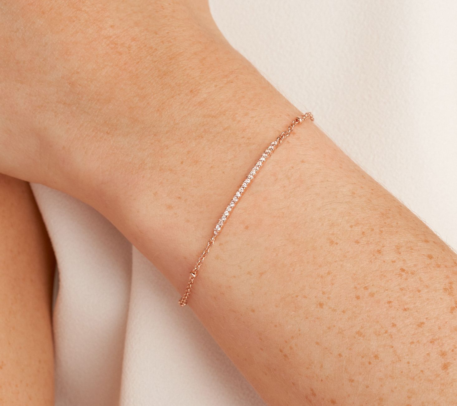 Diamonique Delicate Layering Bar Bracelet, 18K Gold Clad