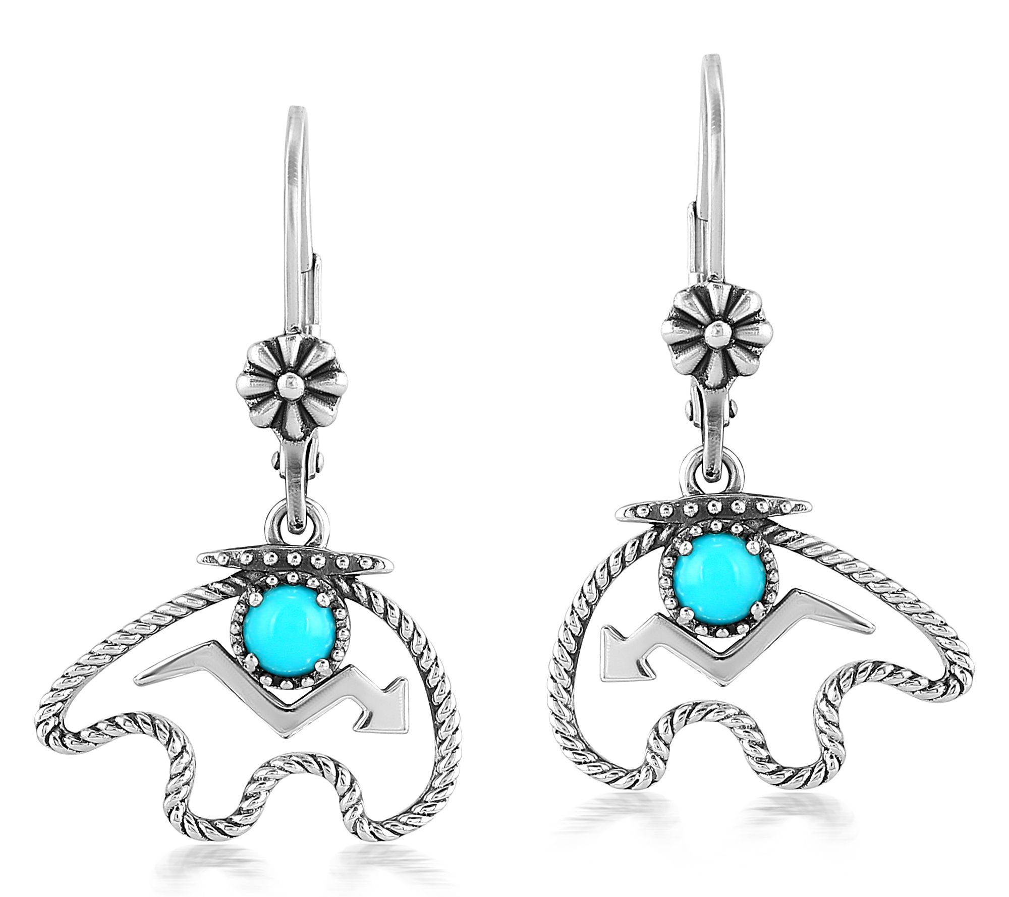 American West Sterling Gemstone Bear Lever BackEarrings