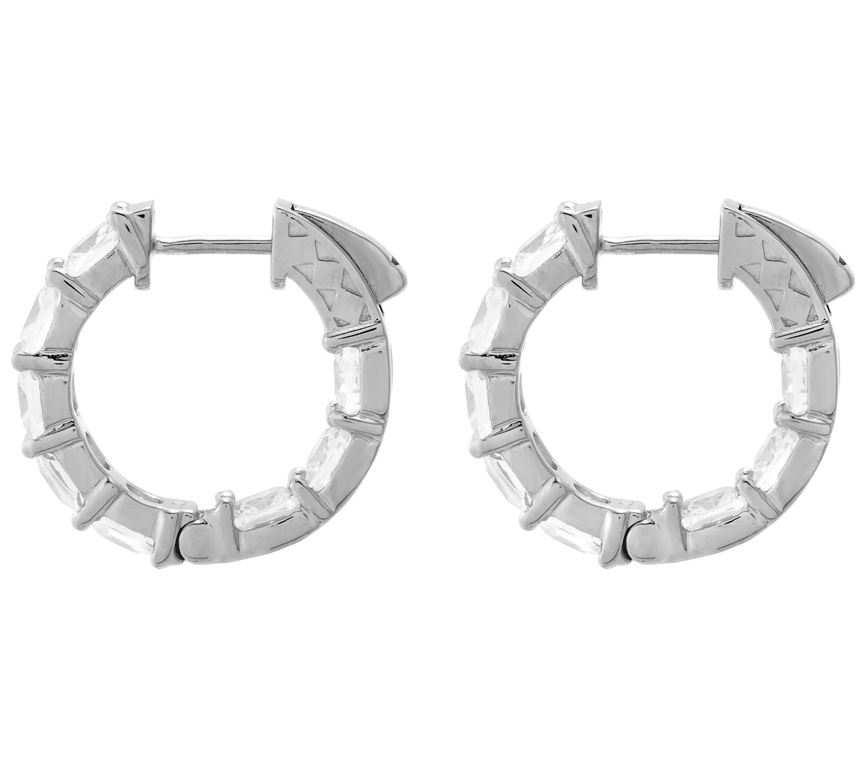 Diamonique 4.00 cttw Cushion Cut Hoop Earrings, Sterling