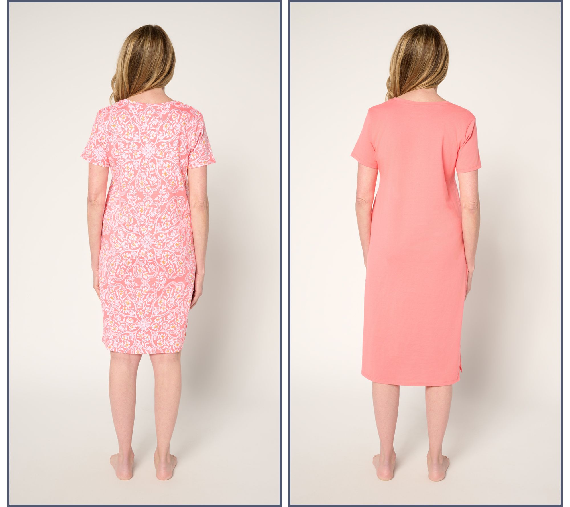 Stan Herman Riviera Floral 100% Cotton Set of 2 Lounge Dresses