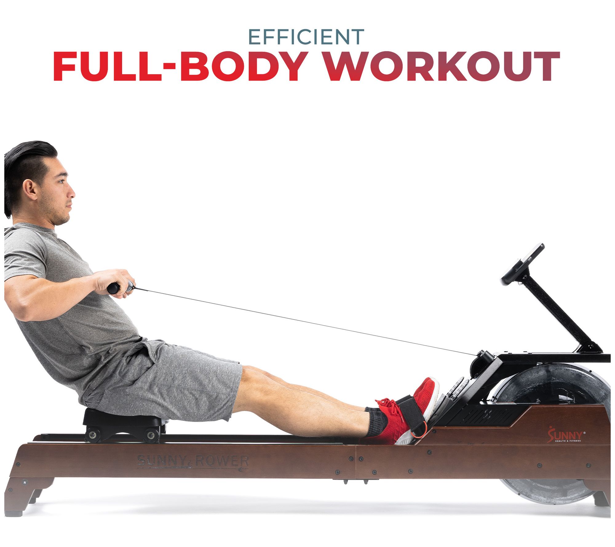 Sunny Health Fitness Hydro Wooden Water Rower