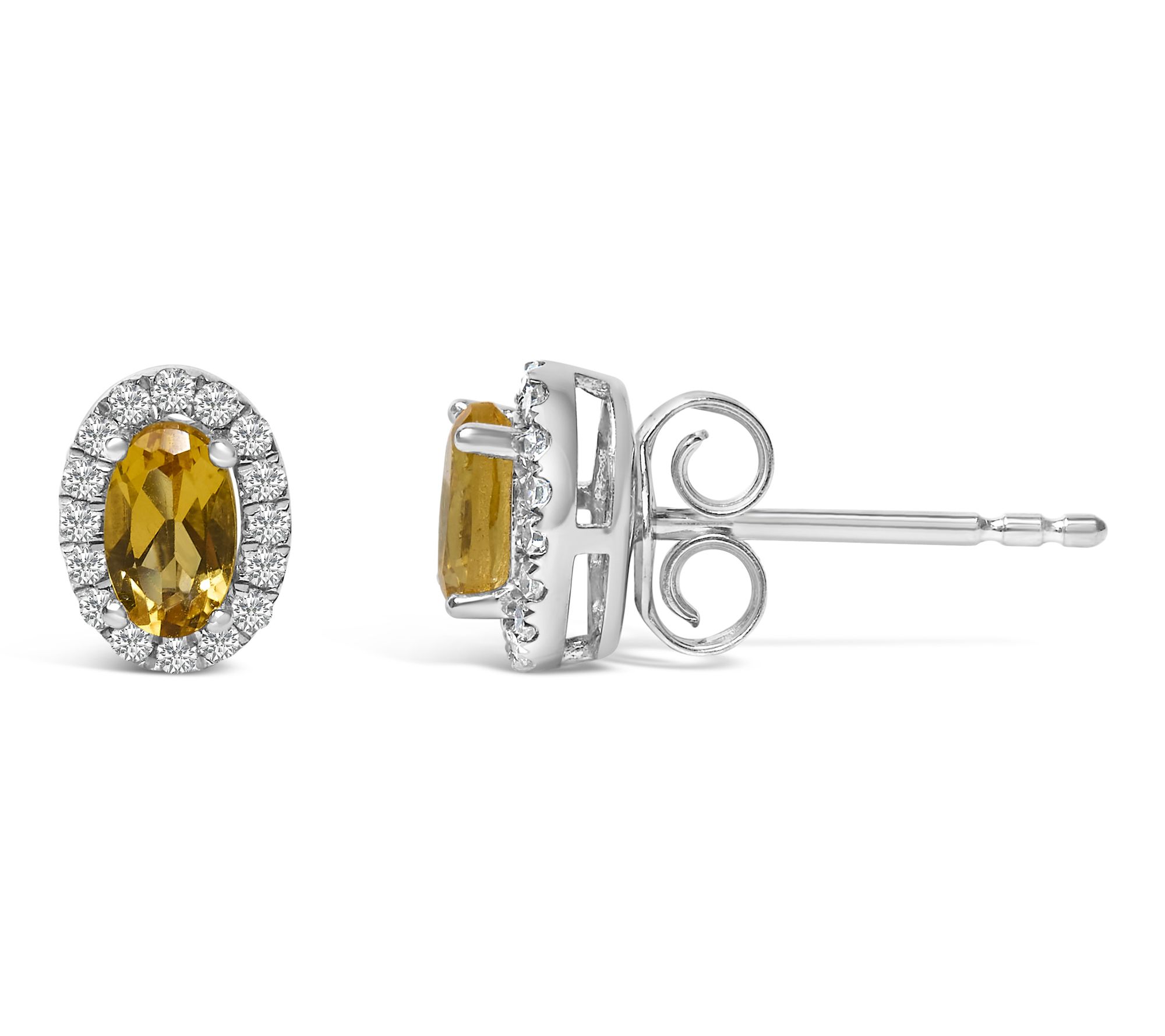 Haus of Brilliance Citrine & Diamond Halo Earrings, 10K Gold