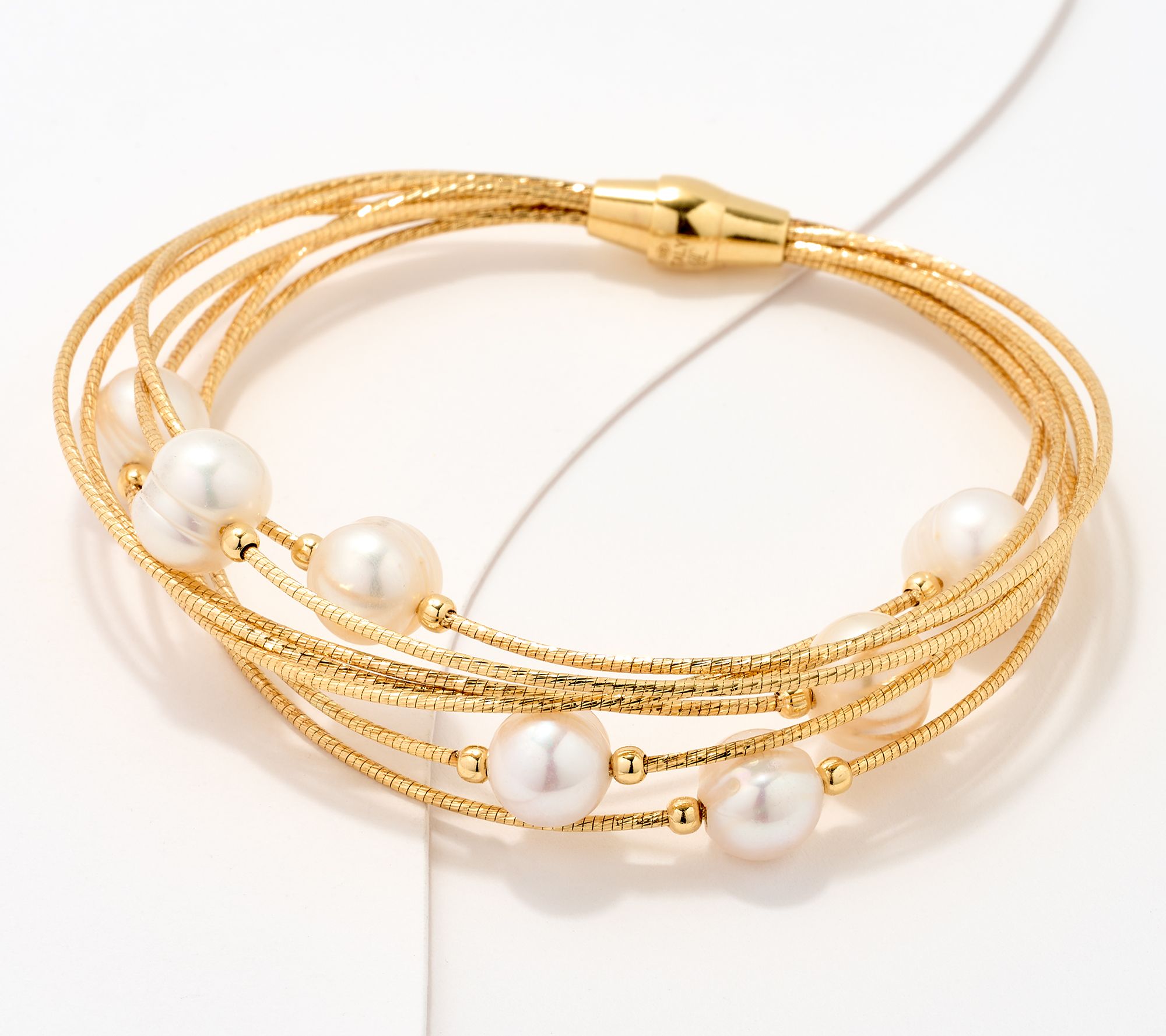 Honora Cultured Pearl Multi Strand Magnetic Bracelet, Sterling