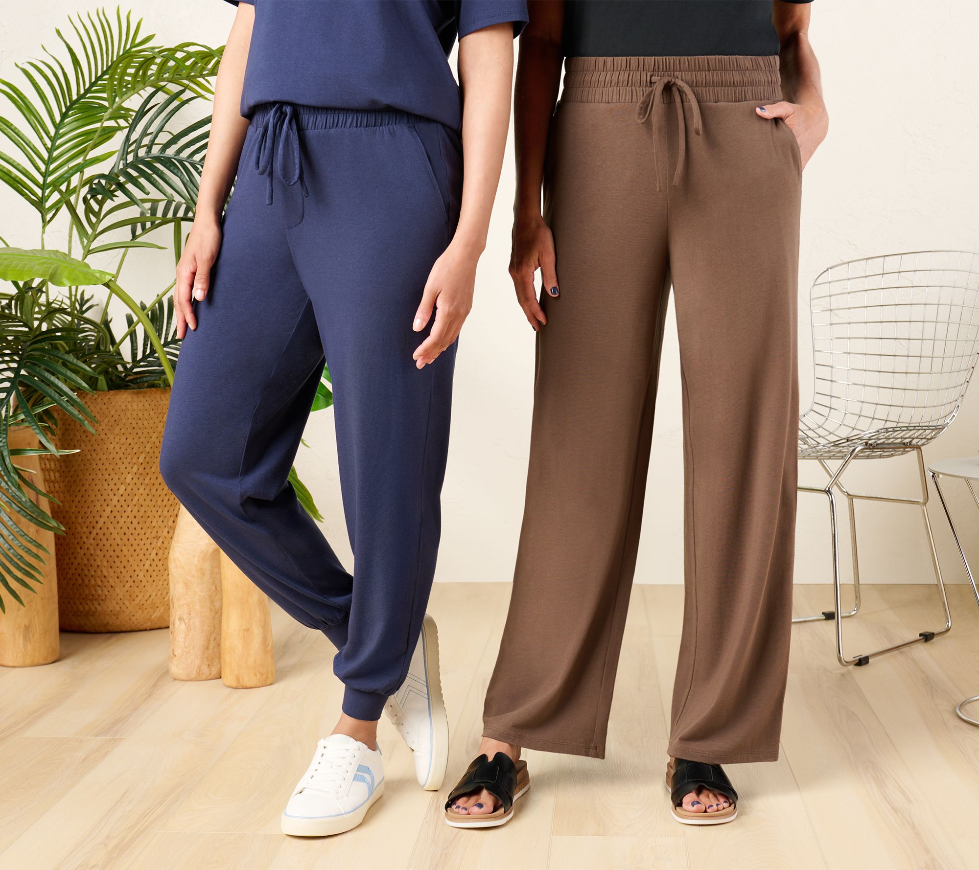 AnyBody Regular Cozy Knit 2-Pack Jogger and Full Length Pants