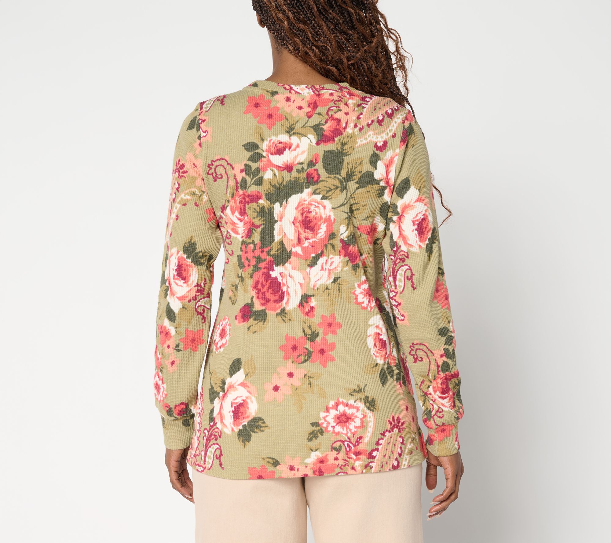 Belle Boho by Kim Gravel Micro Waffle Ranch Floral Print Top