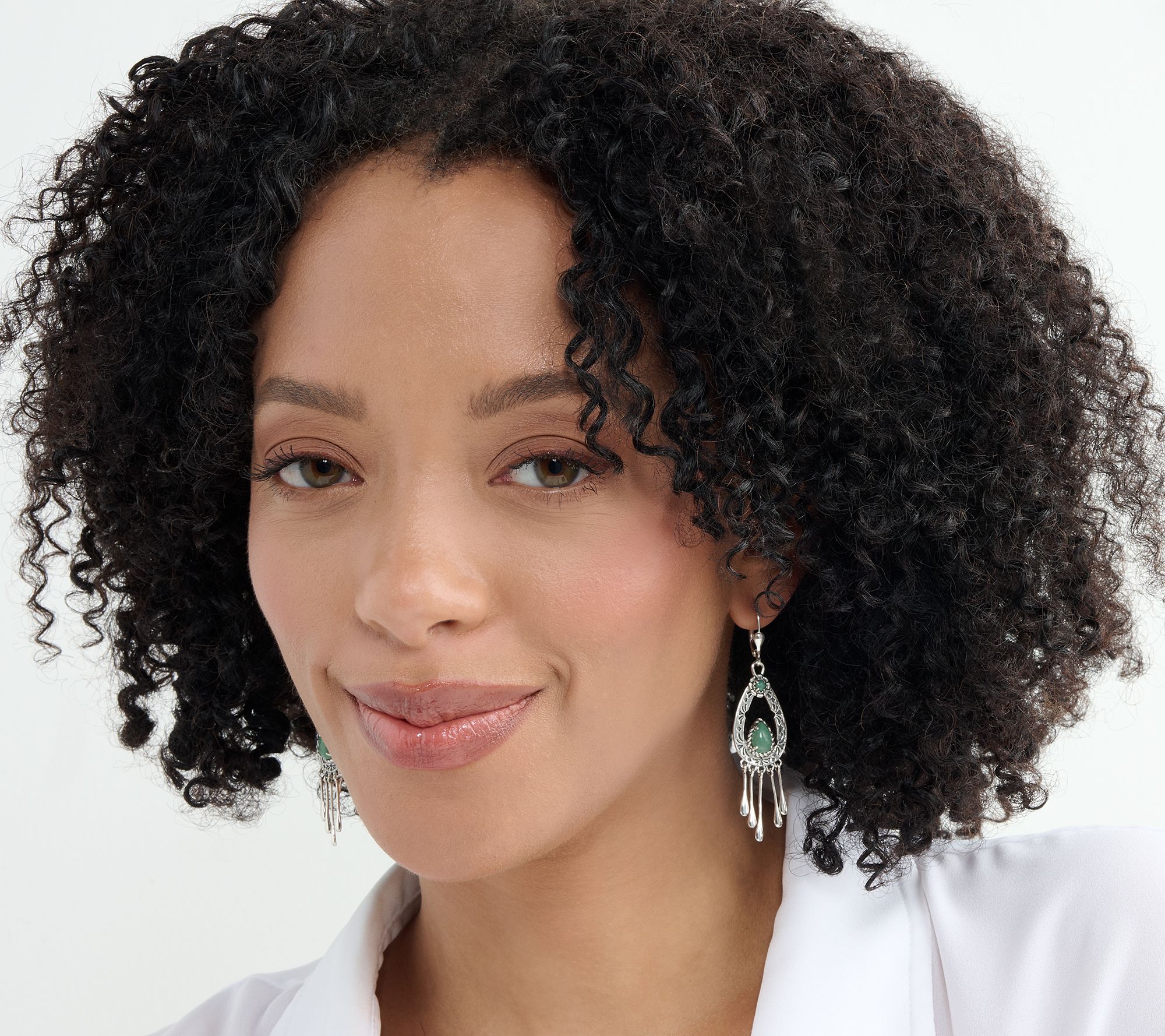 American West Sterling Silver Pear Gemstone Lever Back Dangle Earrings