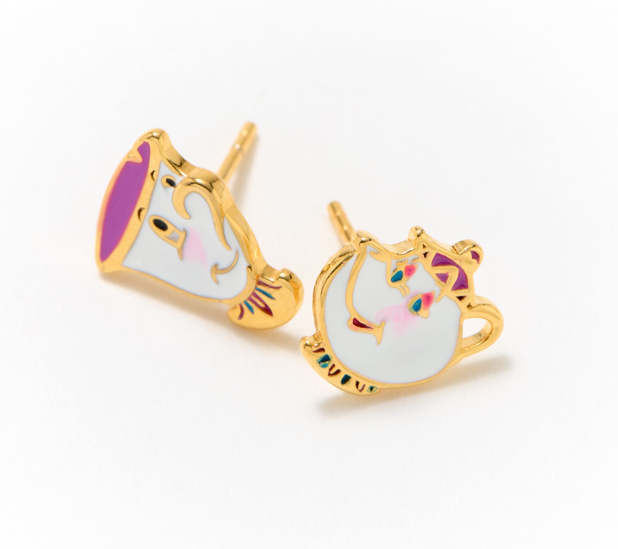 Disney Mrs. Potts & Chip Sterling Stud Earrings & Trinket Tray