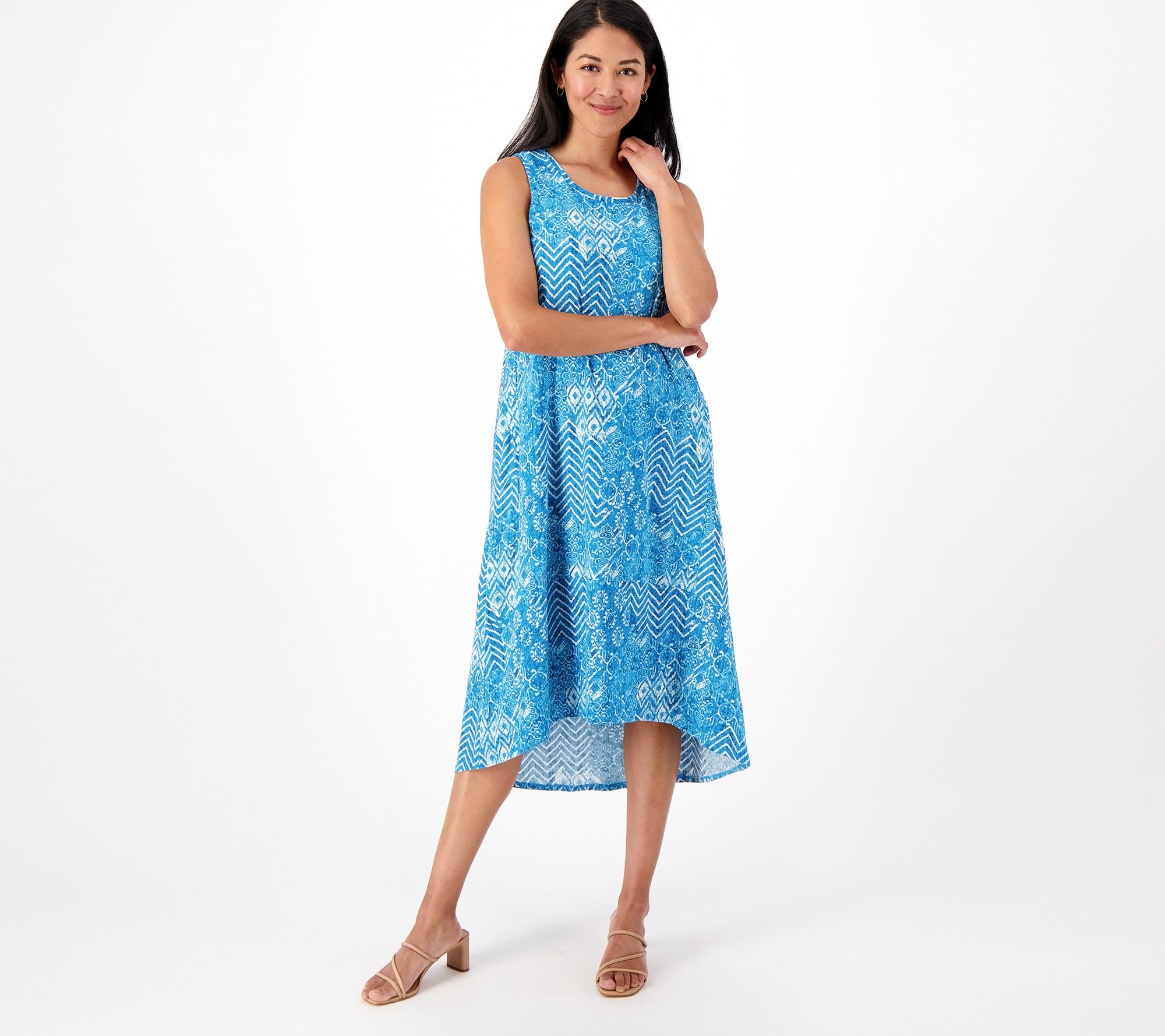 Stan Herman Petite 100% Cotton Tiered Maxi Dress