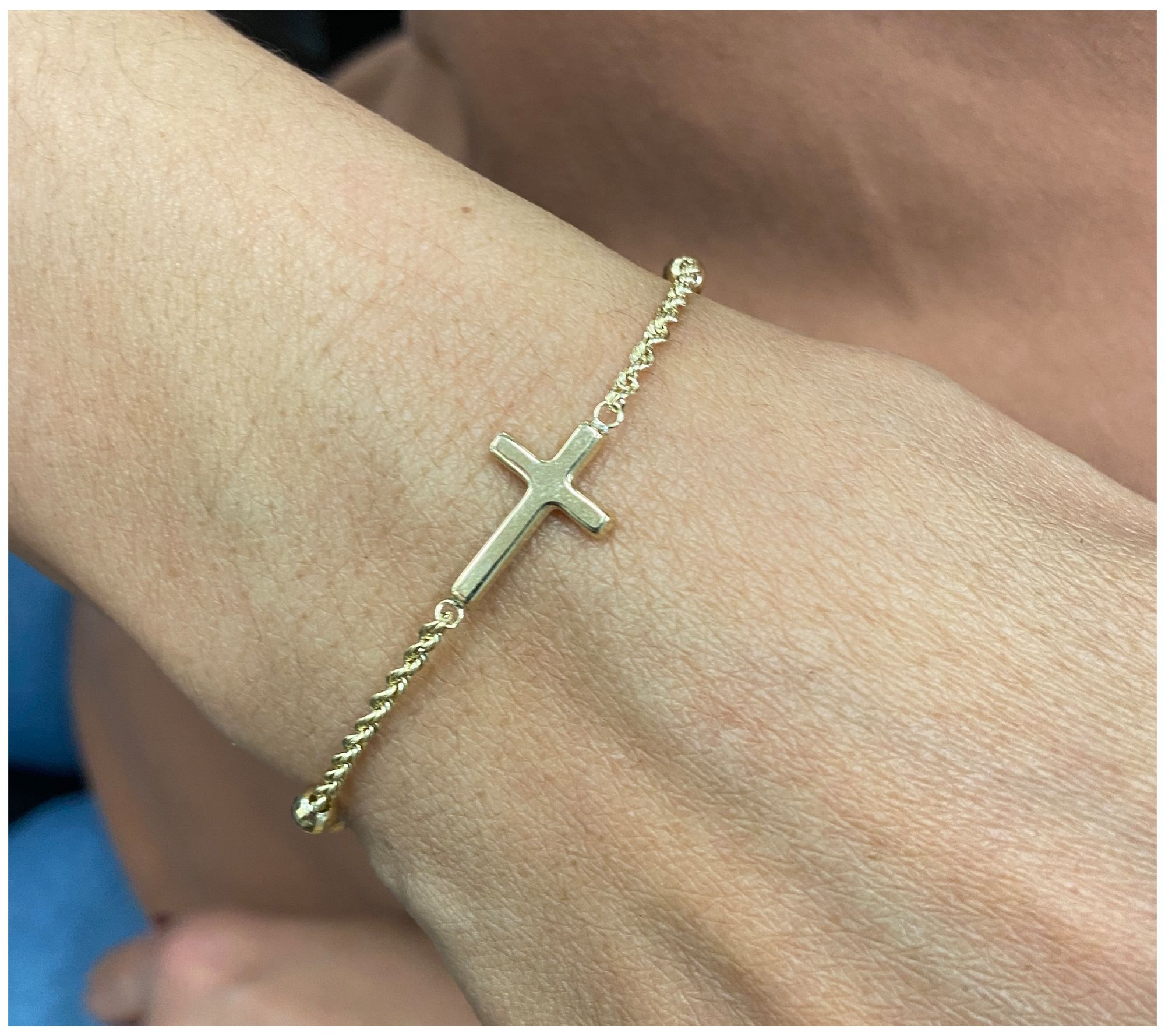 Alkeme 10K Gold Cross Station Rope Chain Bracelet