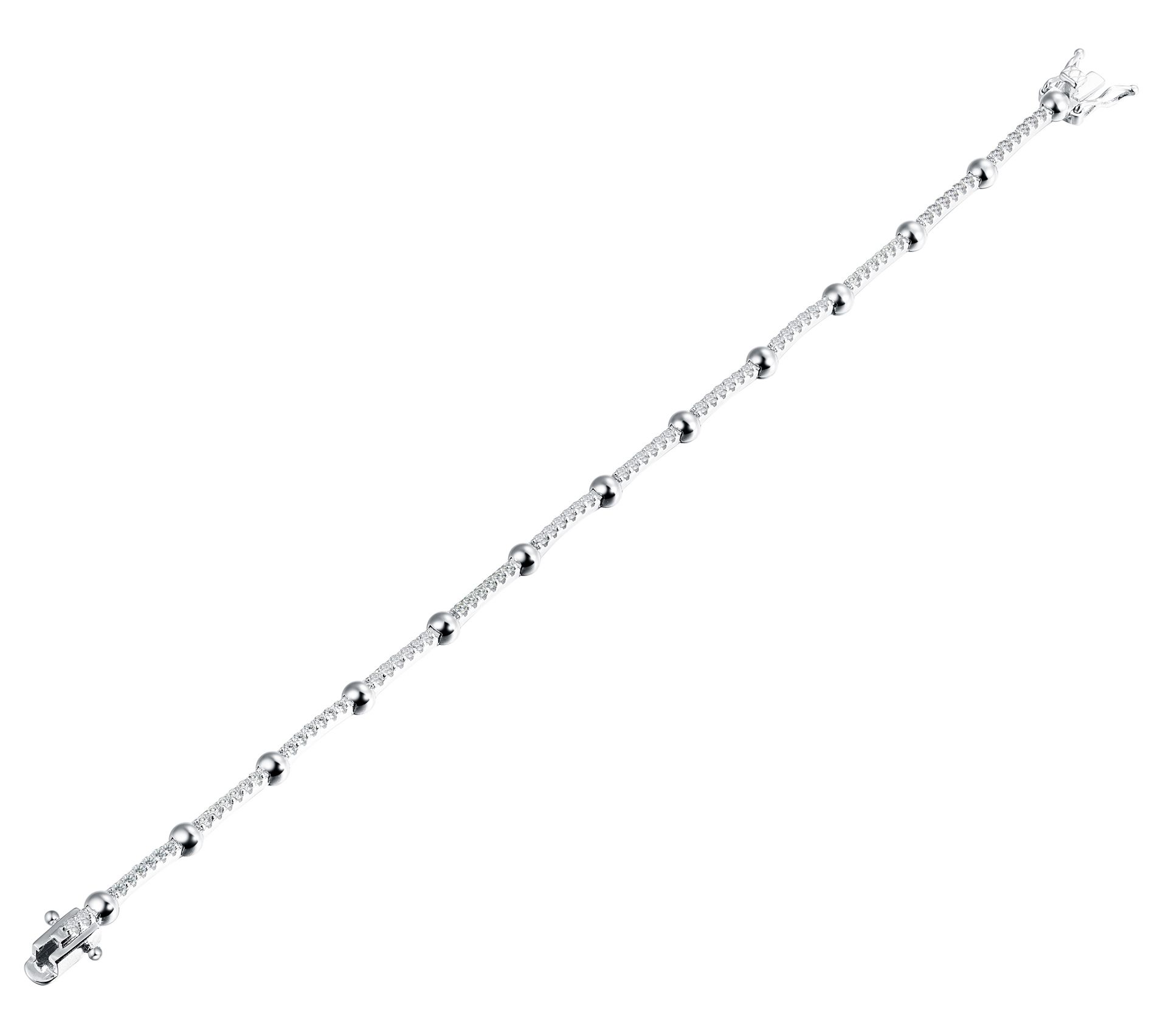 Diamonique Ball Station Pave Bracelet, Sterling Silver