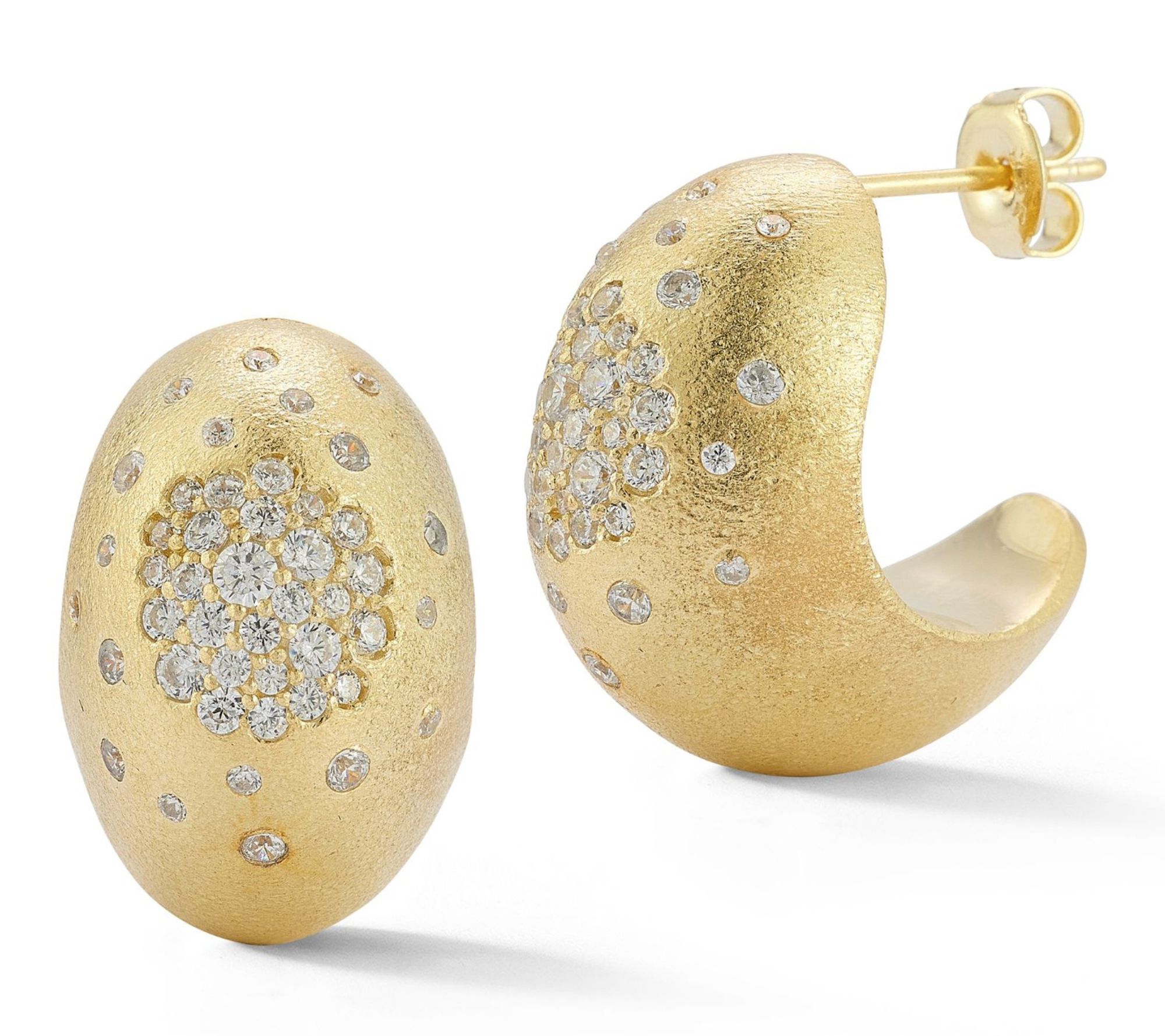 Sterlina Silver Cluster Satin Round Hoop Earrings, Sterling