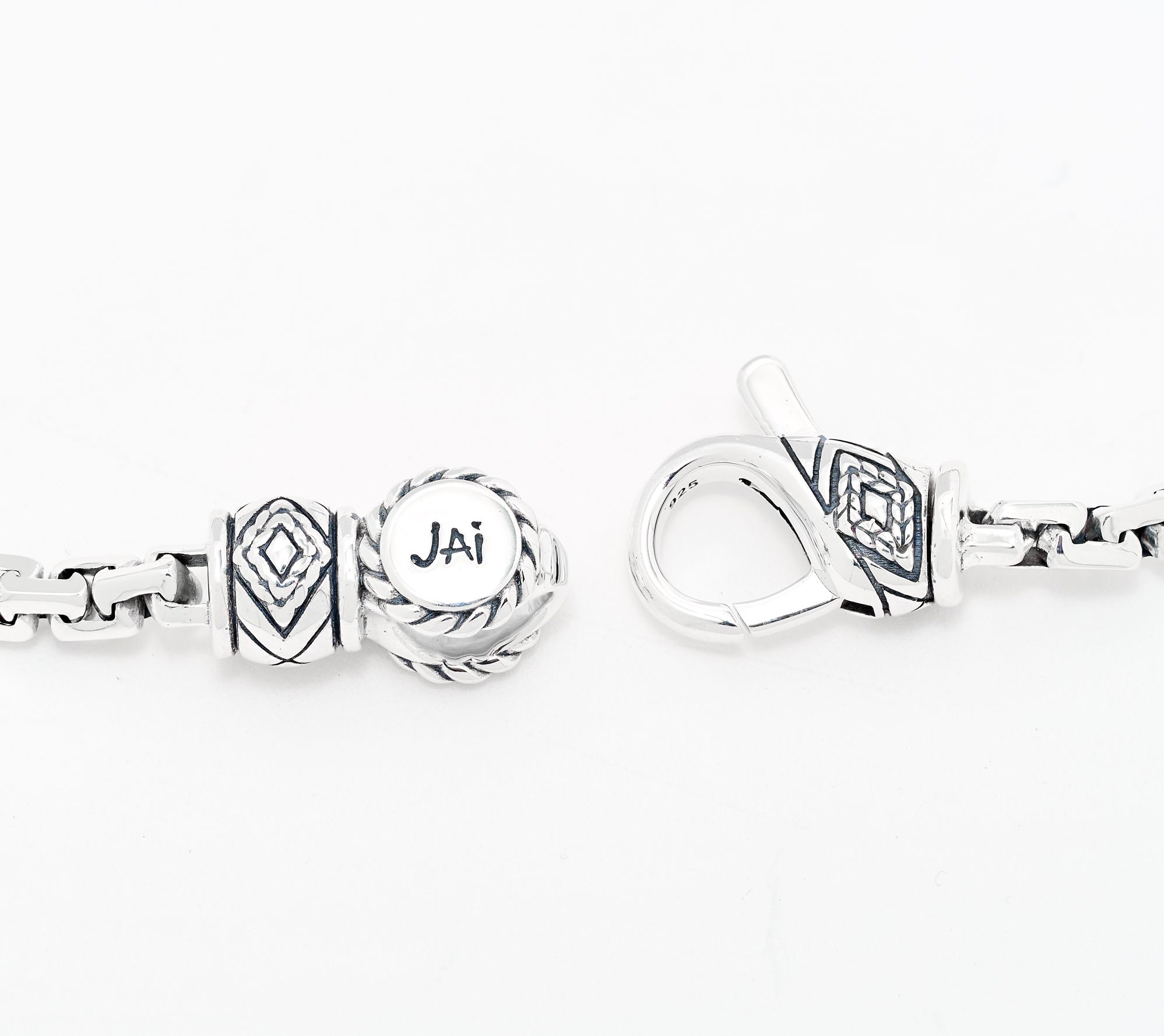 JAI x Alberti Sterling Silver Mirror Cut 4.0mm Box Chain Bracelet, 10.5g