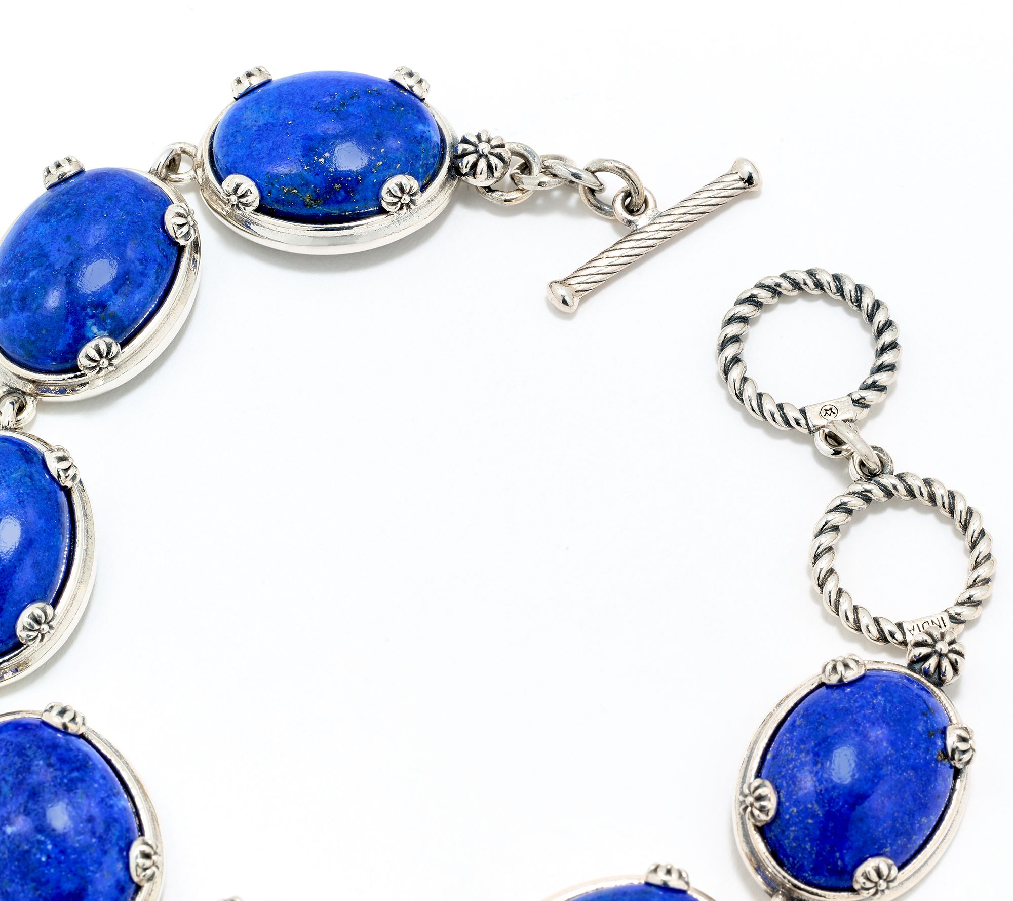 American West Sterling Silver Oval Gemstone Concha Bracelet