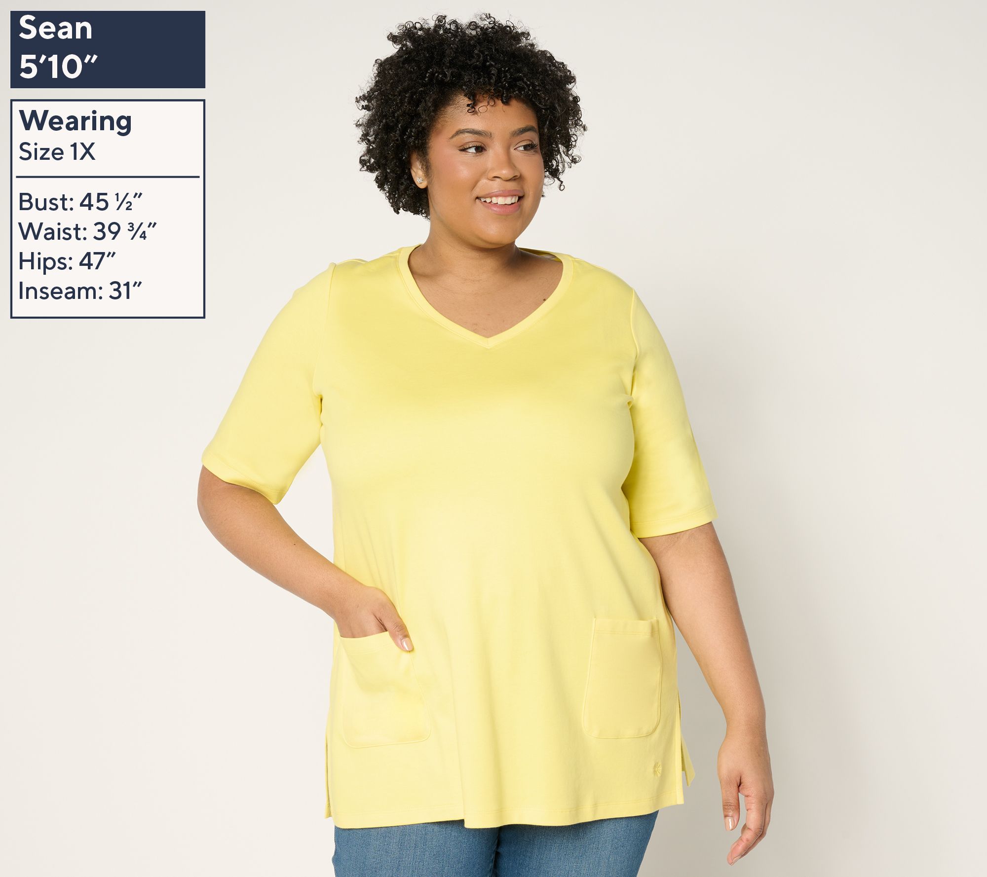 Isaac Mizrahi Live! Essentials Pima Cotton V-Neck Top w/ Slits