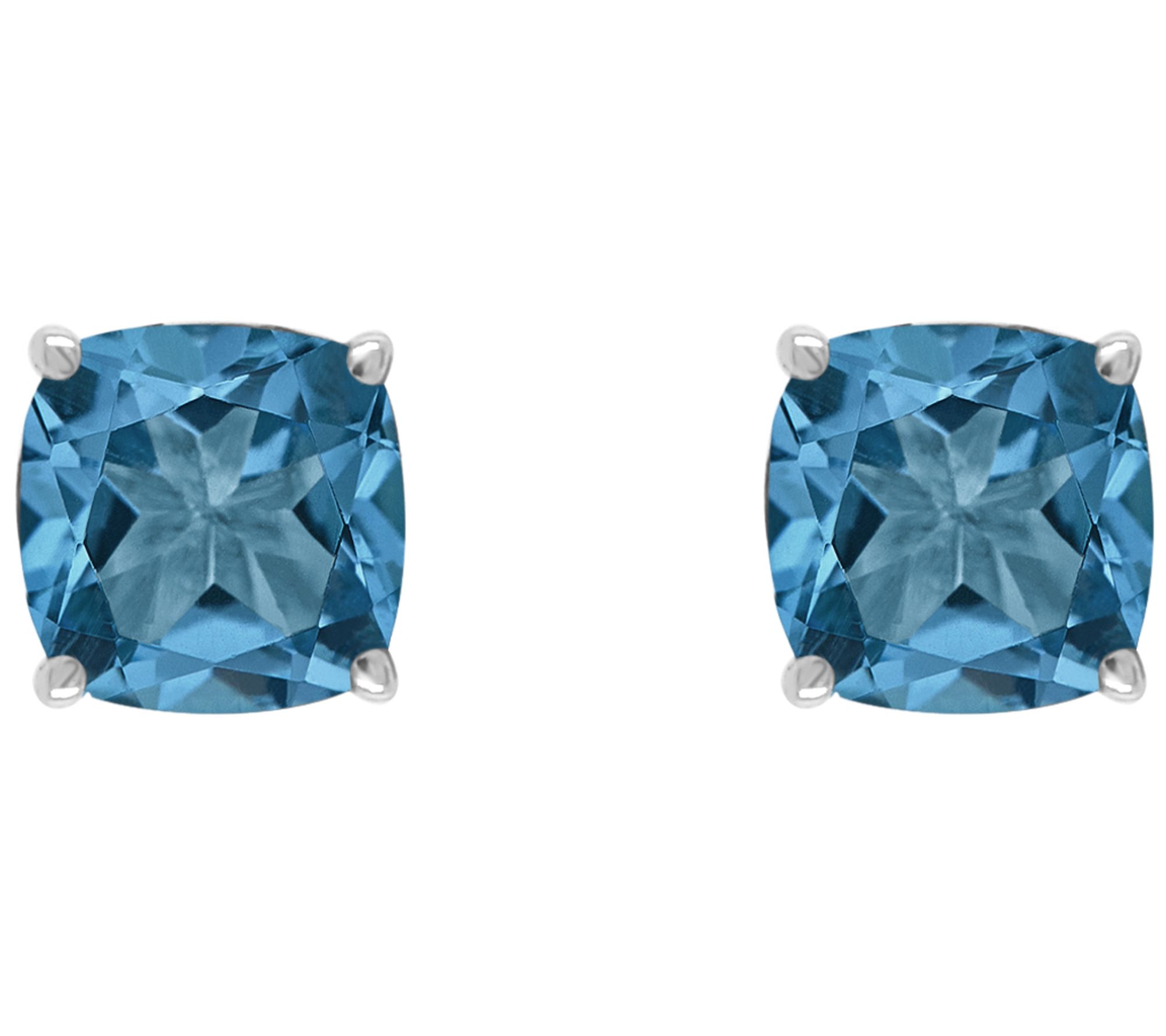 Sterling Silver Cushion 2.30 cttw London Blue Topaz Earrings