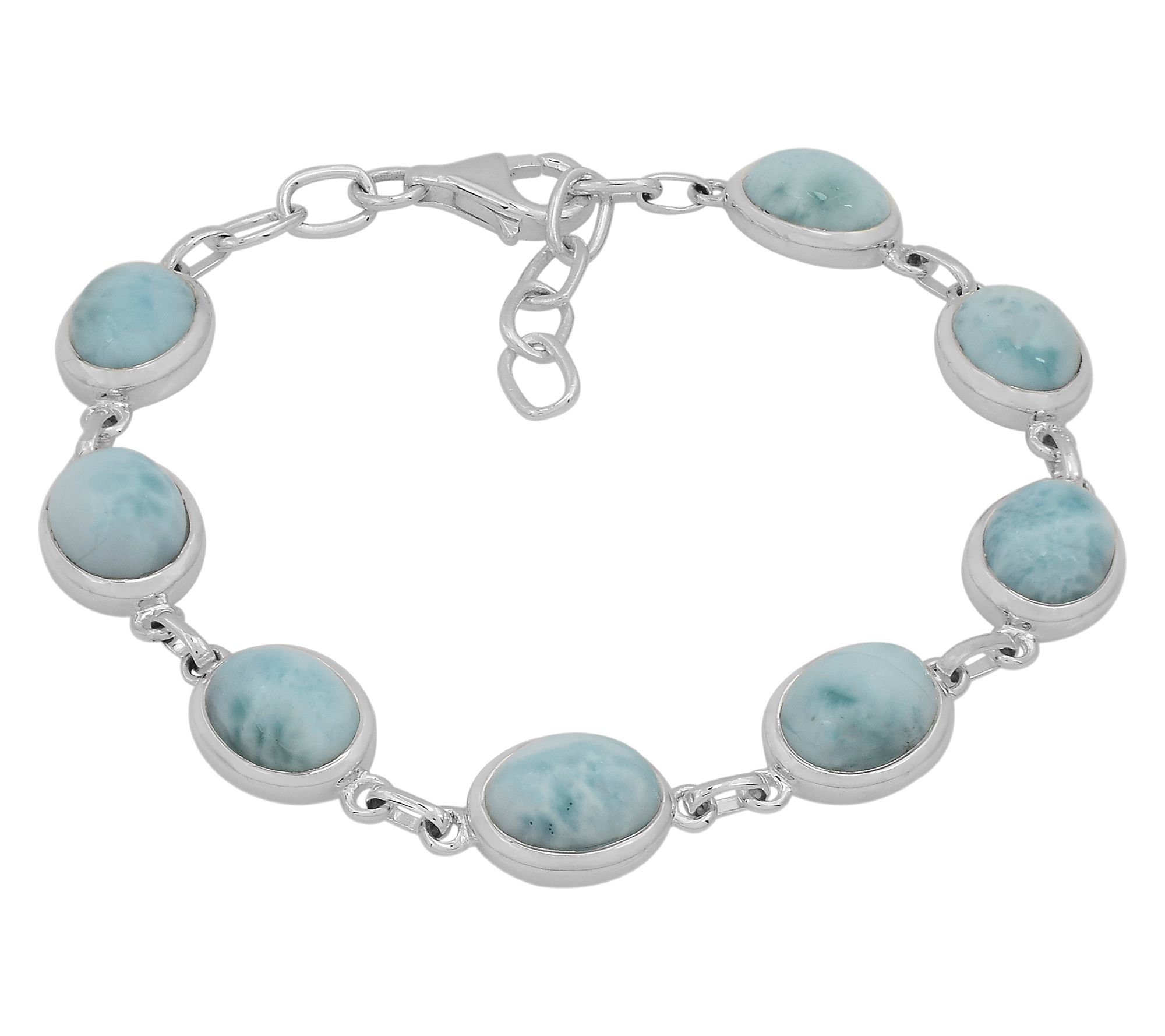 Affinity Gems Larimar Station Bracelet , Sterling Silver