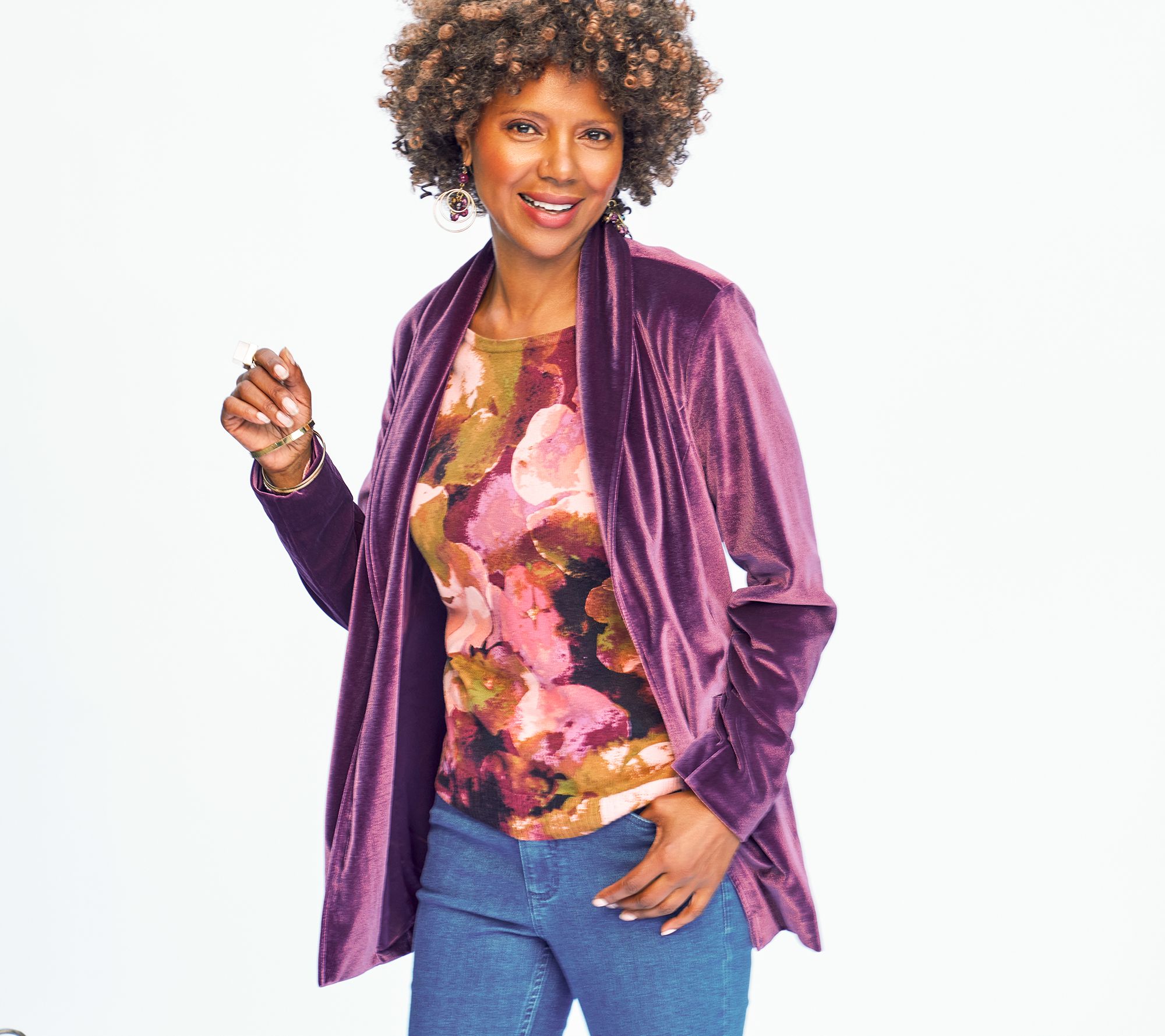 BEAUTIFUL by Lawrence Zarian The Sharon Self-Belted Velvet Blazer