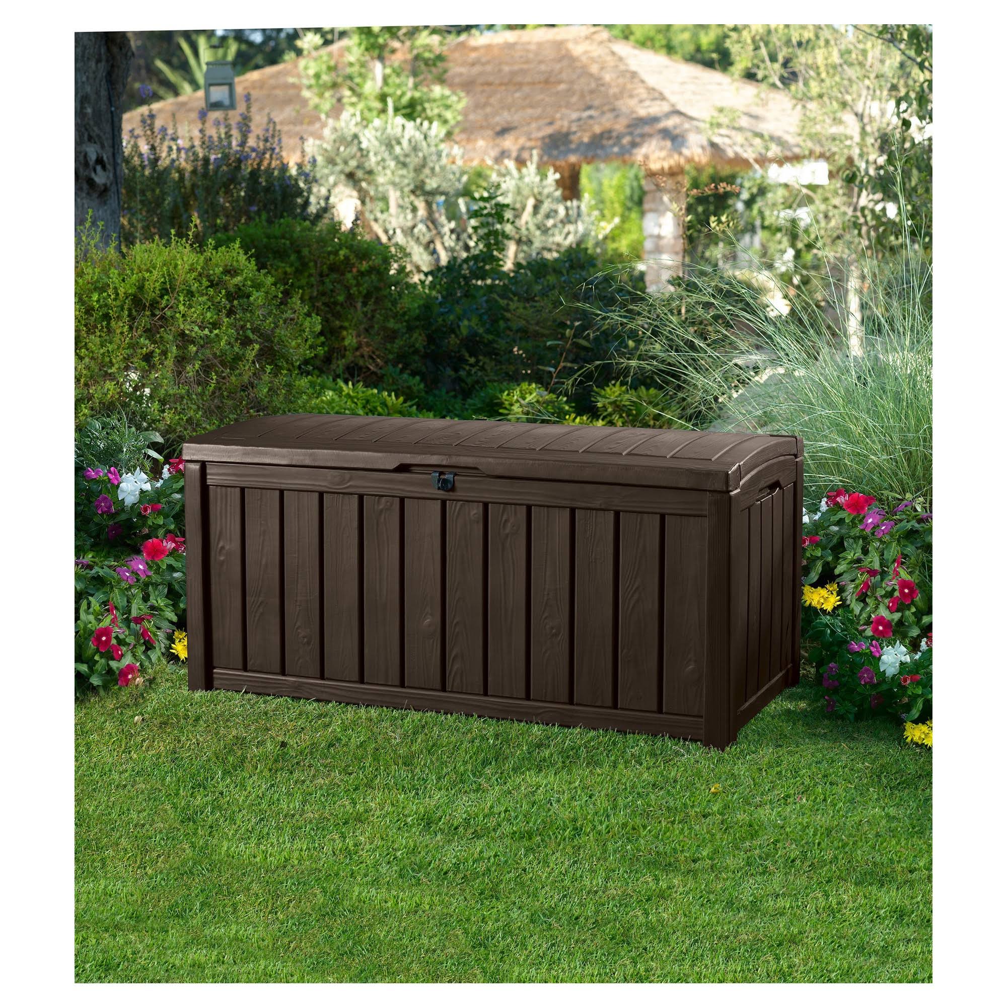 Keter Glenwood Outdoor Plastic Deck Storage Box 101 Gal Brown