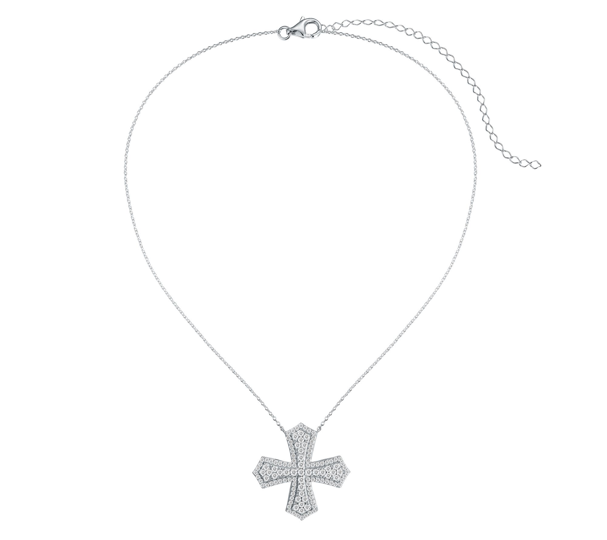 Diamonique x Jennifer Miller Pave Cross Necklace, Sterling