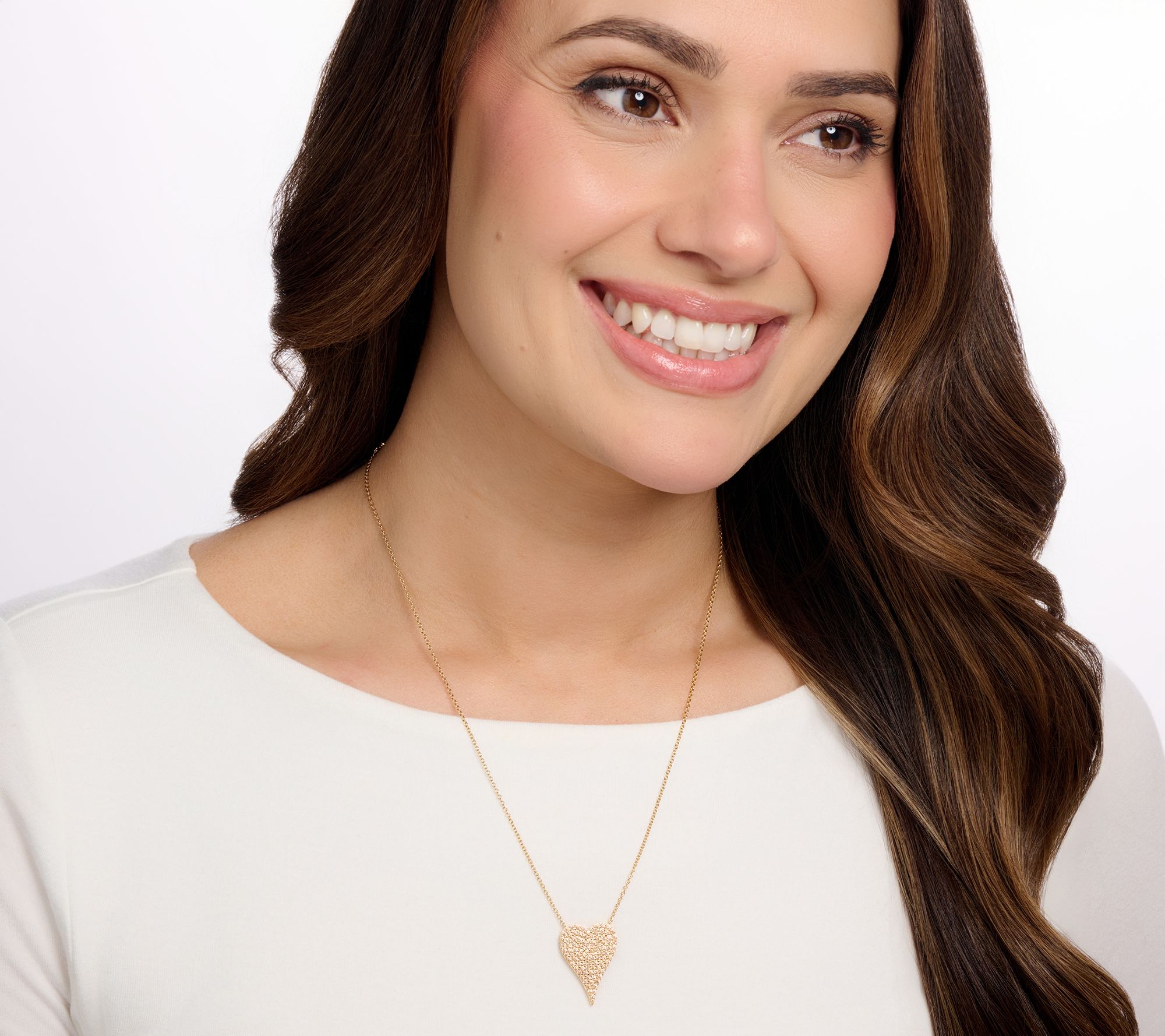 Diamonique x Jennifer Miller Signature Heart Necklace, Sterling Silver