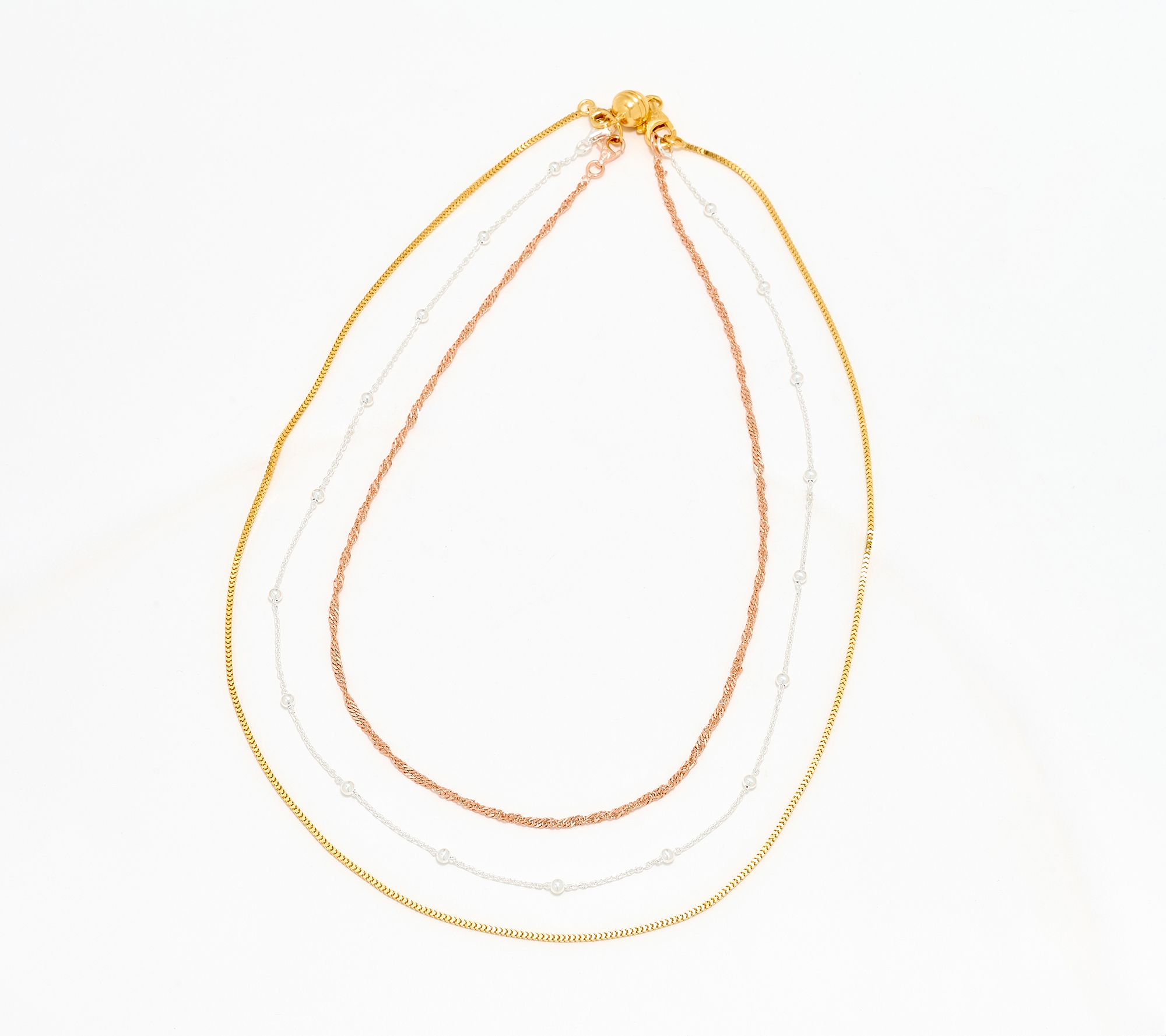 UltraFine 950 Silver Set of 3 Necklaces with Magnet Clasp