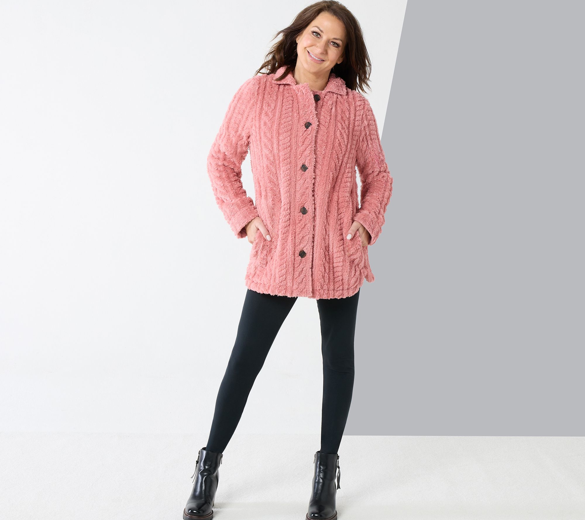 Cuddl Duds Sculpted Sherpa Shacket