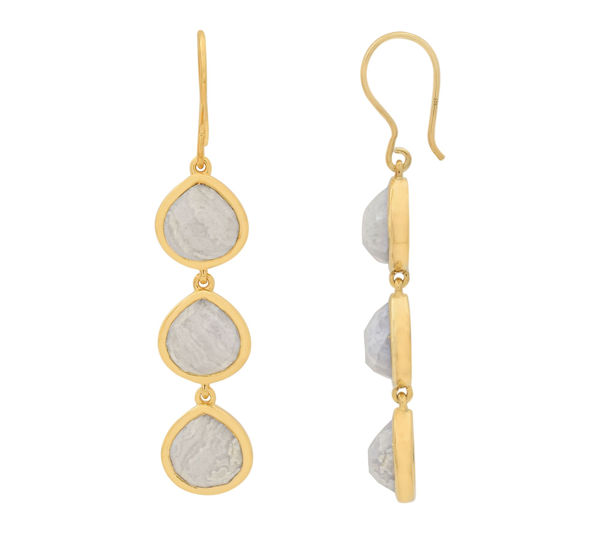 Affinity Gems Blue Lace Chalcedony Drop Earrings, 14K Plated