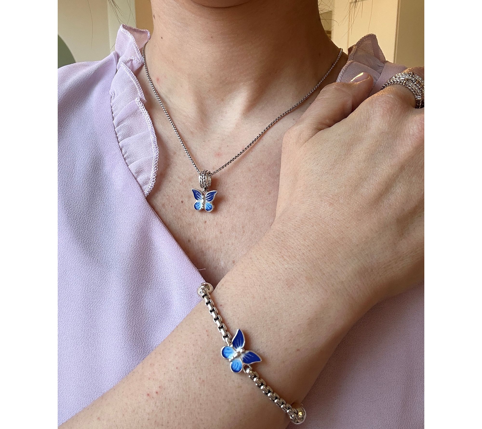 JAI Sterling Silver Storyteller Symbol Box Chain Bracelet