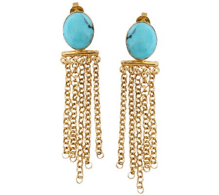 Sterling & 14K Gold-Plated Turquoise Fringe Earrings