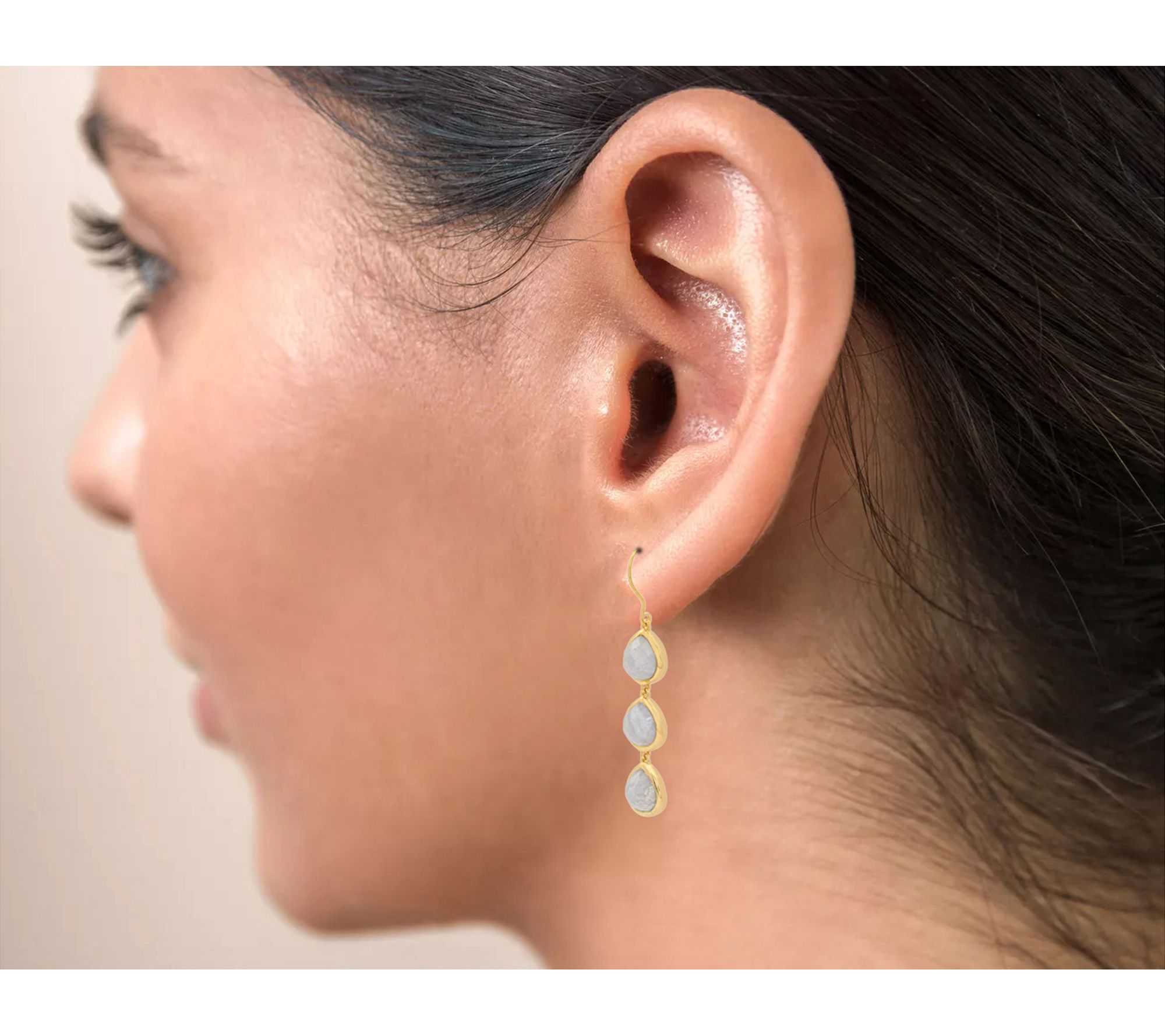 Affinity Gems Blue Lace Chalcedony Drop Earrings, 14K Plated