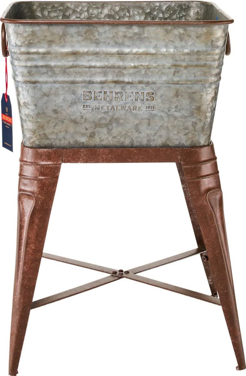 Behrens Manufacturing M19ST1 Embossed Aged Galvanized Square Tub w/Stand