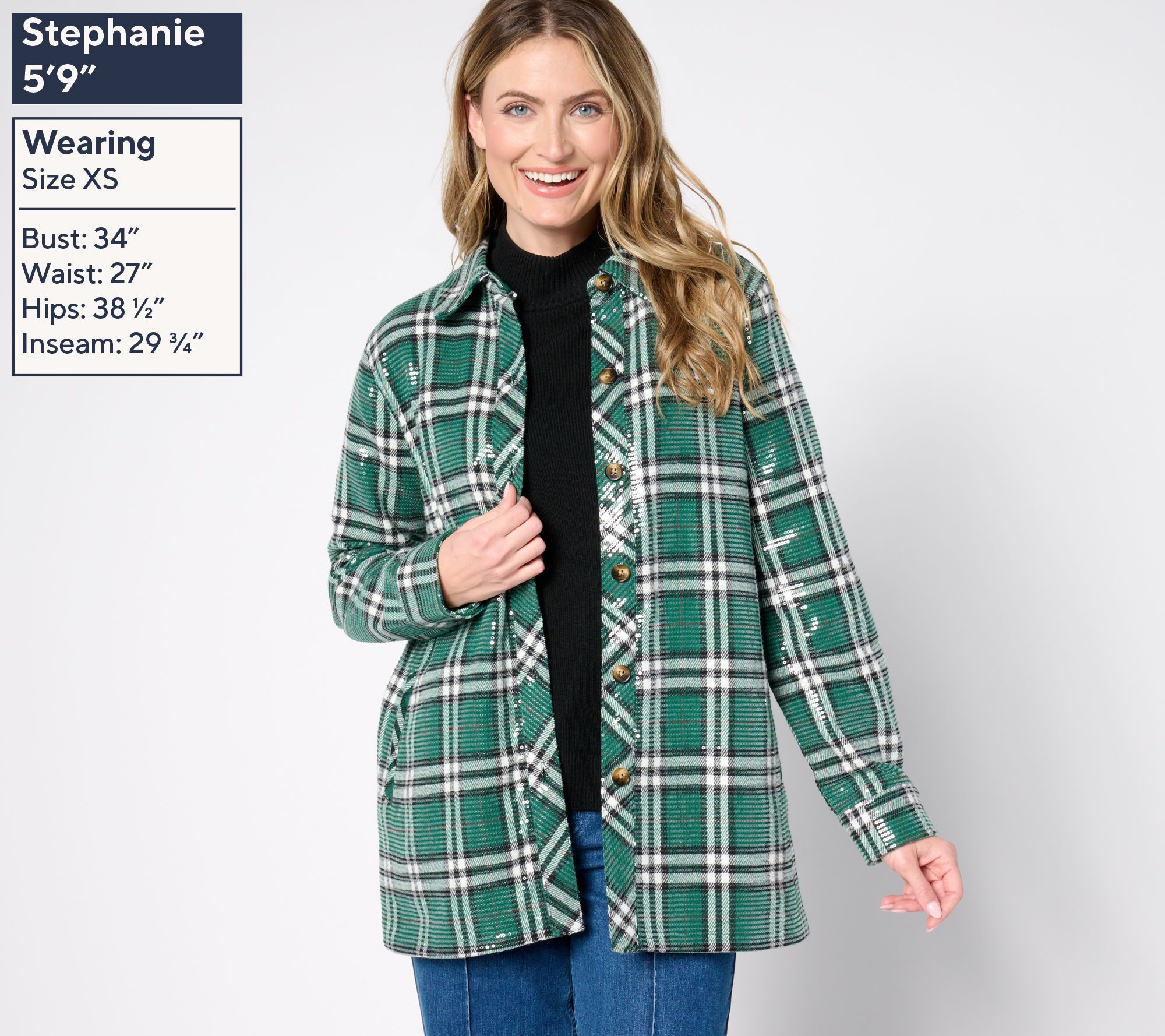 Jingle Belles by Kim Gravel Sequin Plaid Lumberjill Shacket