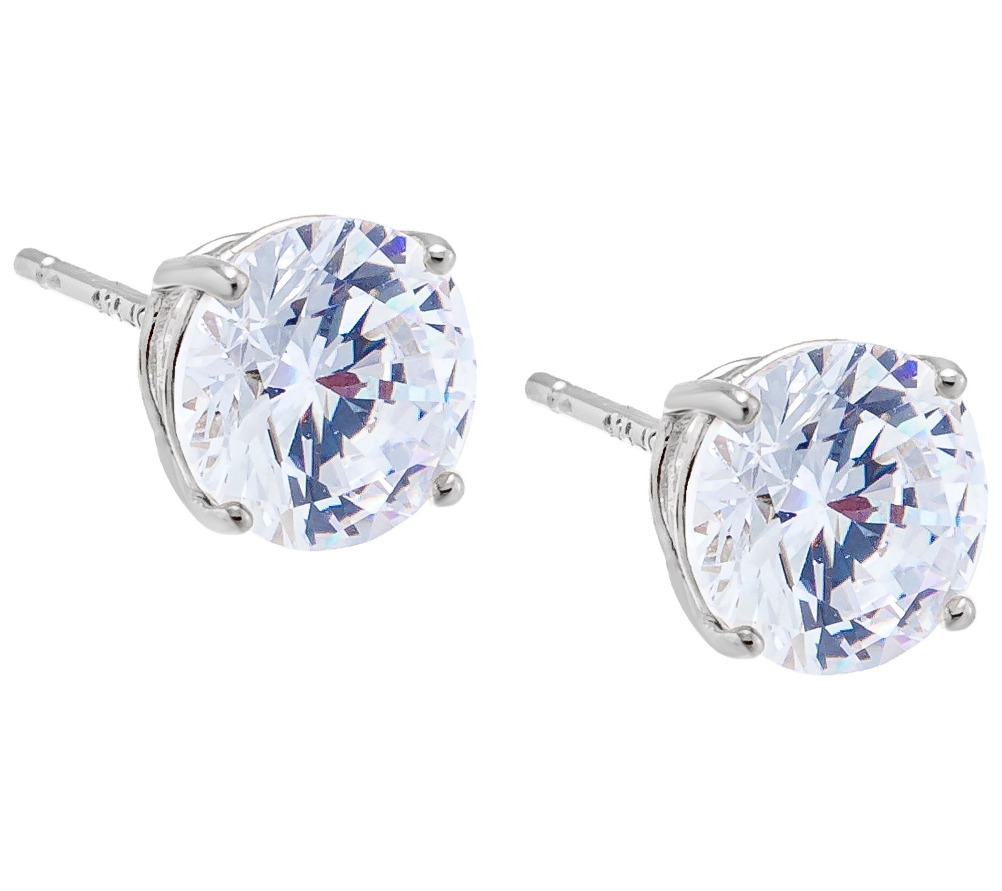 Diamonique Round with Diamond Cut Necklace & Stud Earrings Set