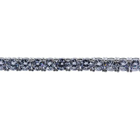 Diamonique Round Prong Set Tennis Bracelet, Platinum Clad