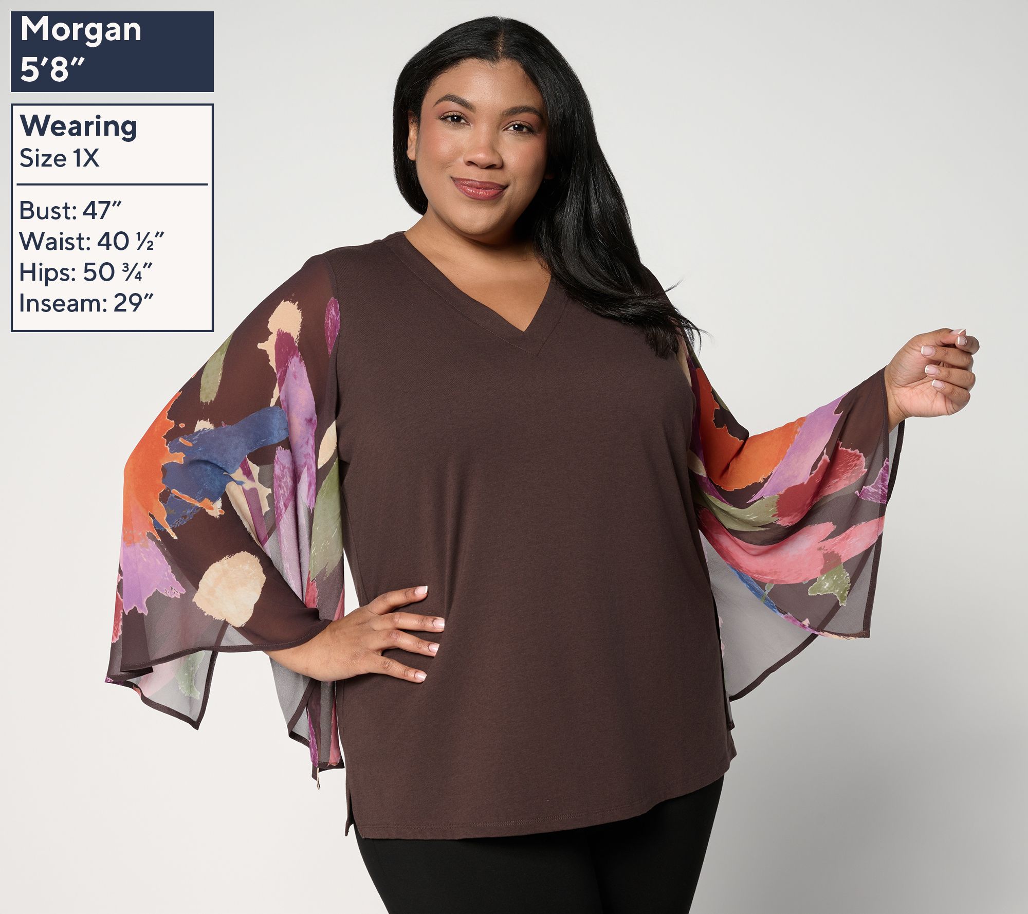 Brandis Dress Out Loud Autumn Abstract Breezey Sleeve V-Neck Top