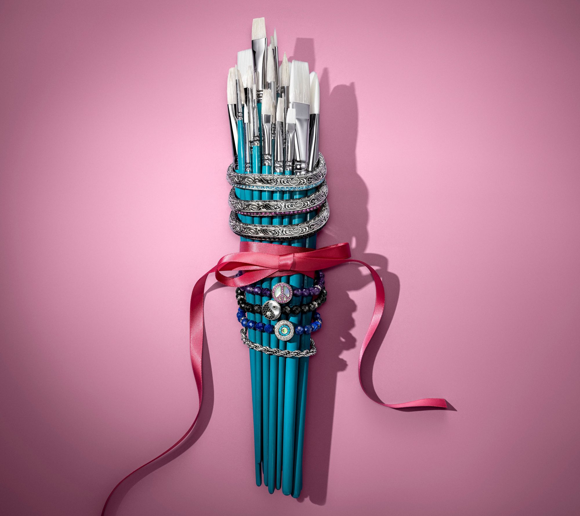 Third Person Sterling Silver Pave Gemstone Bangle Bracelet