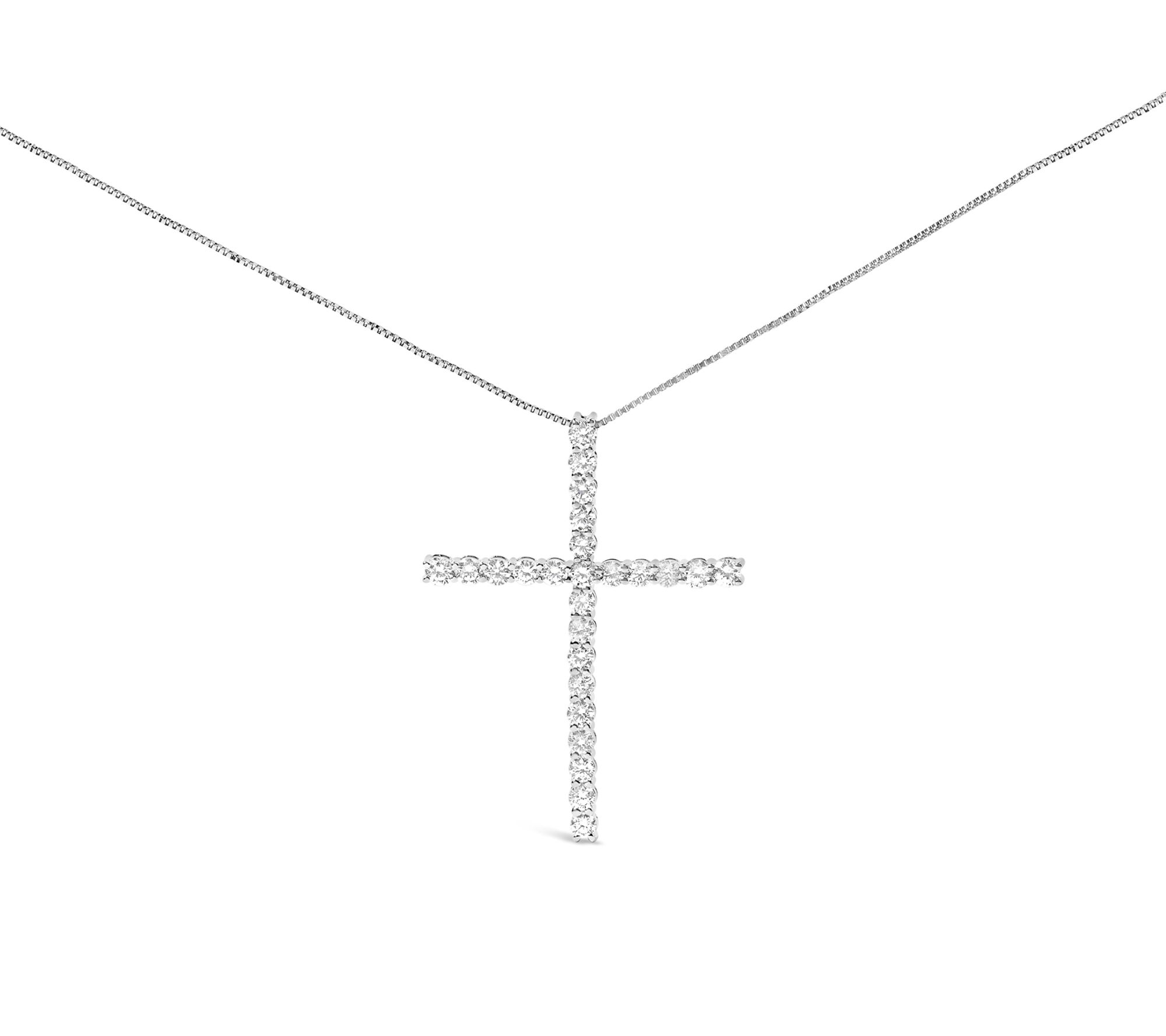 Haus of Brilliance Lab-Grown Diamond Cross Necklace, 14K