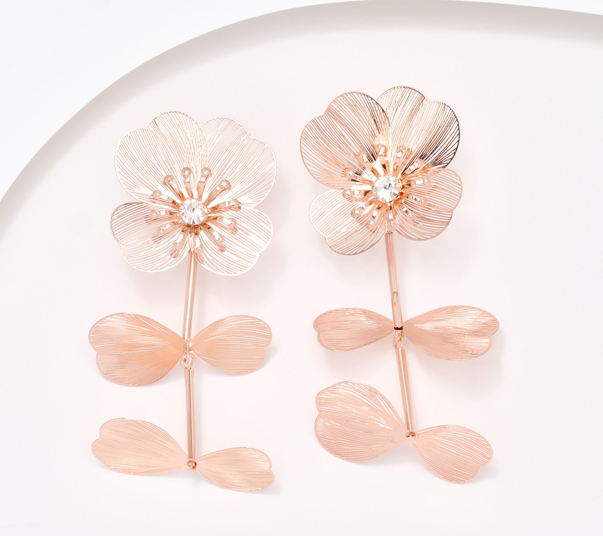 Susan Graver Metal Flower Drop Earrings