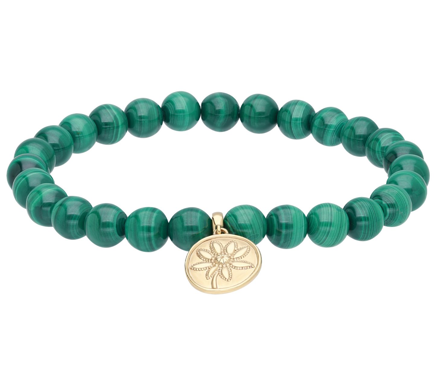 Elyse Ryan 14K Gold Clad Malachite Beaded Stretch Bracelet